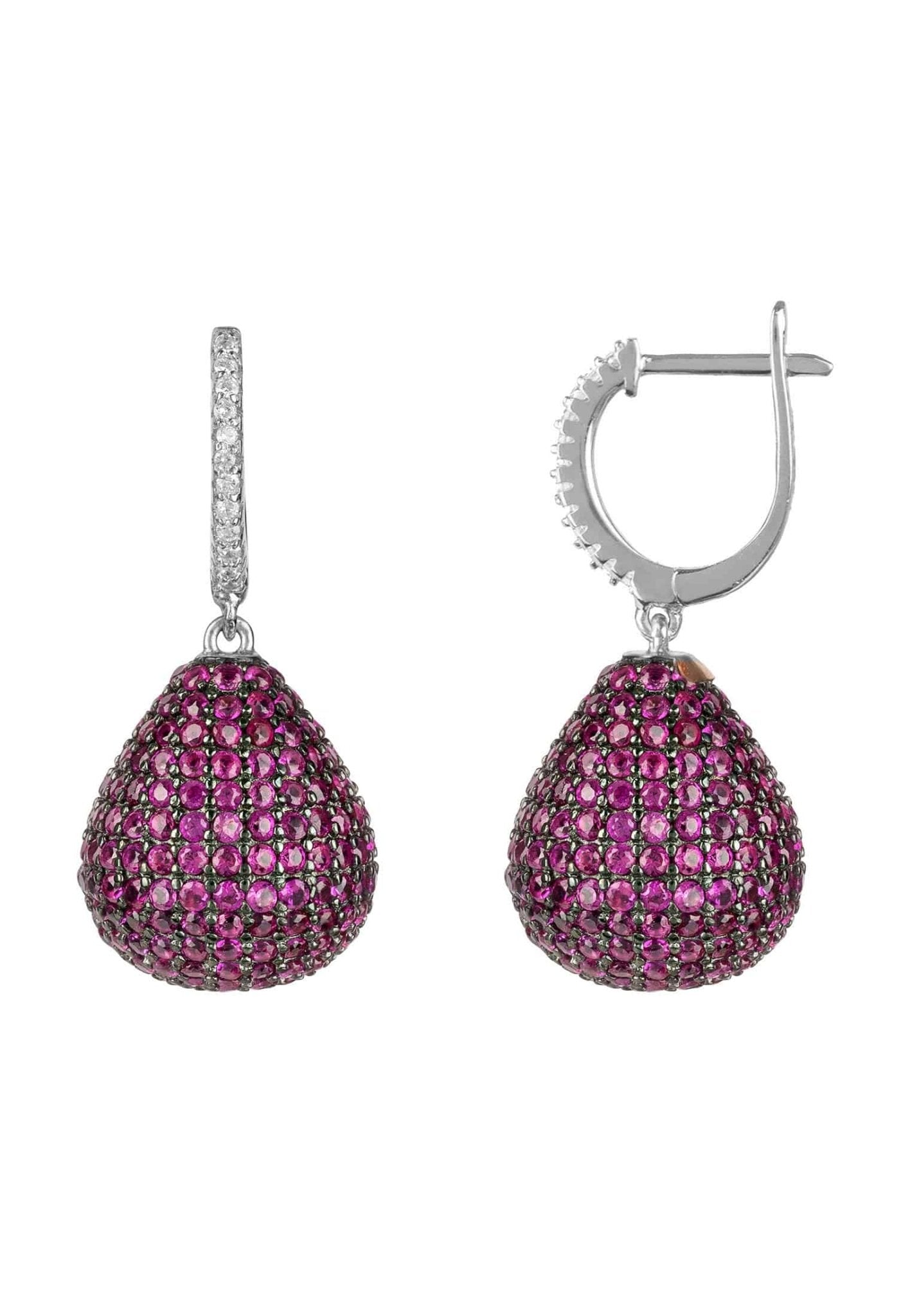 Valerie Pear Drop Gemstone Earrings Silver Ruby - LATELITA Earrings