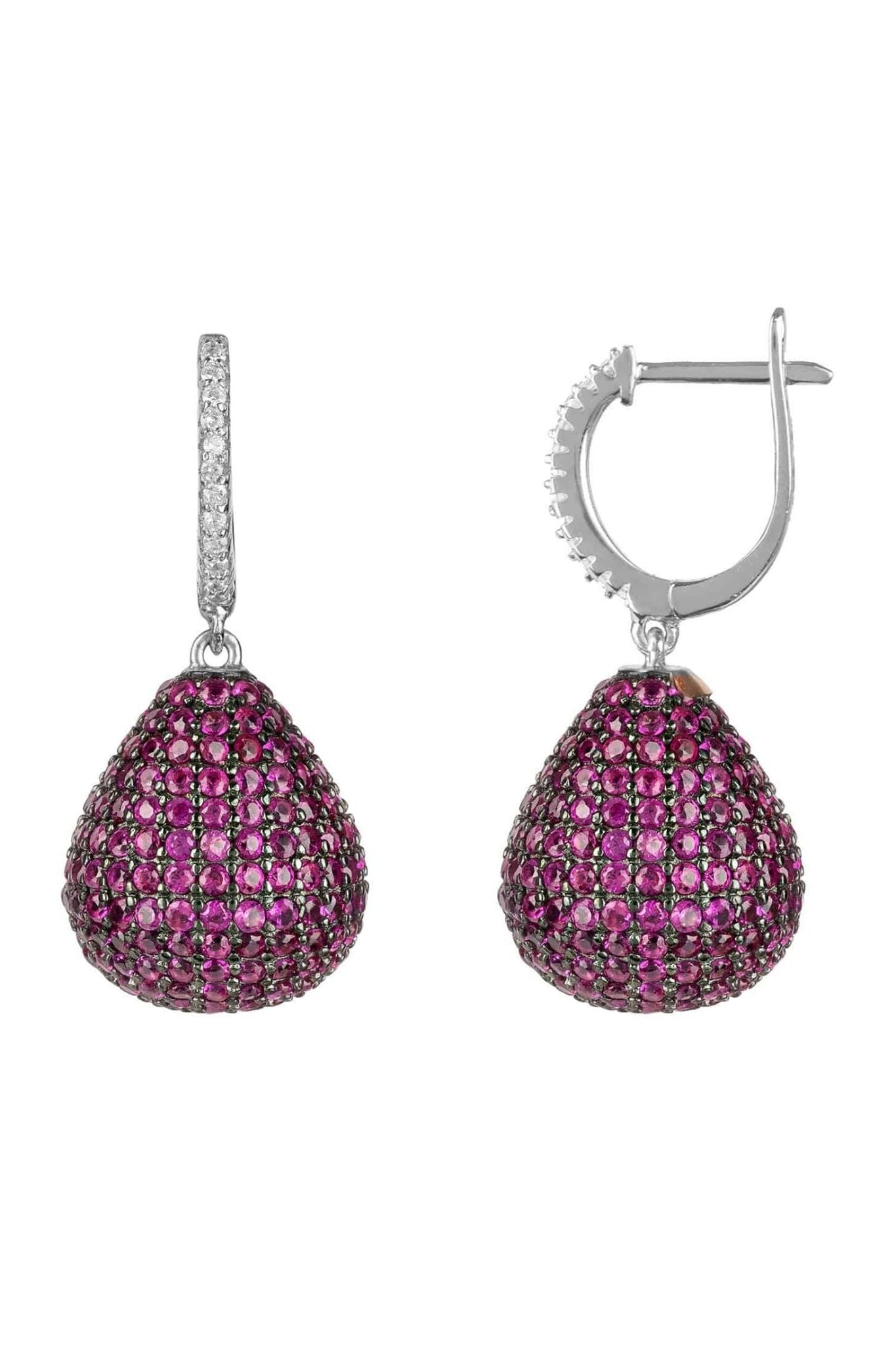 Valerie Pear Drop Gemstone Earrings Silver Ruby - LATELITA Earrings