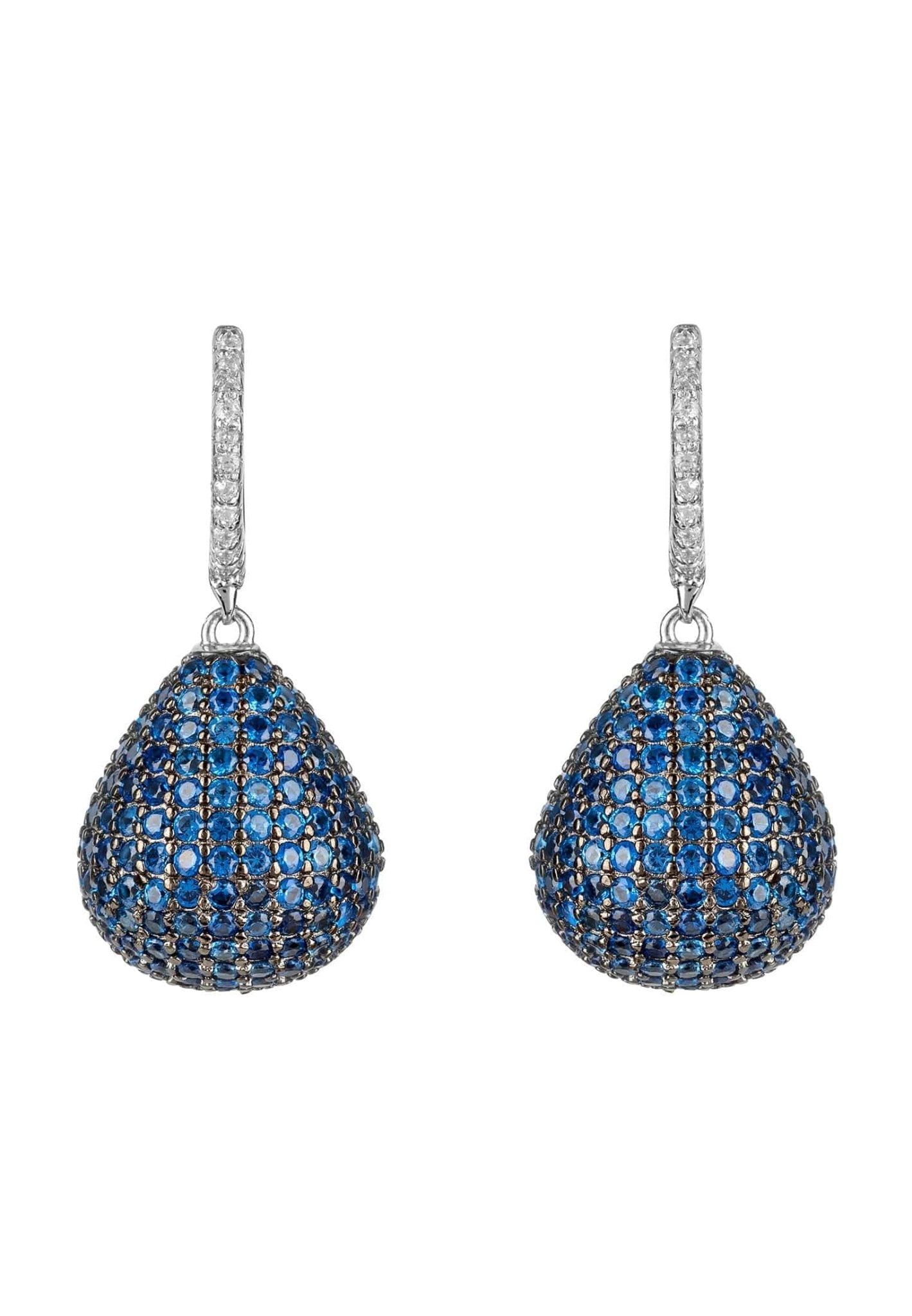 Valerie Pear Drop Gemstone Earrings Silver Sapphire Blue - LATELITA Earrings