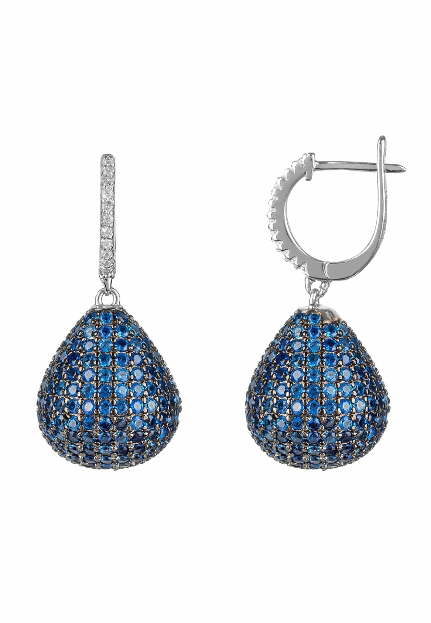 Valerie Pear Drop Gemstone Earrings Silver Sapphire Blue - LATELITA Earrings