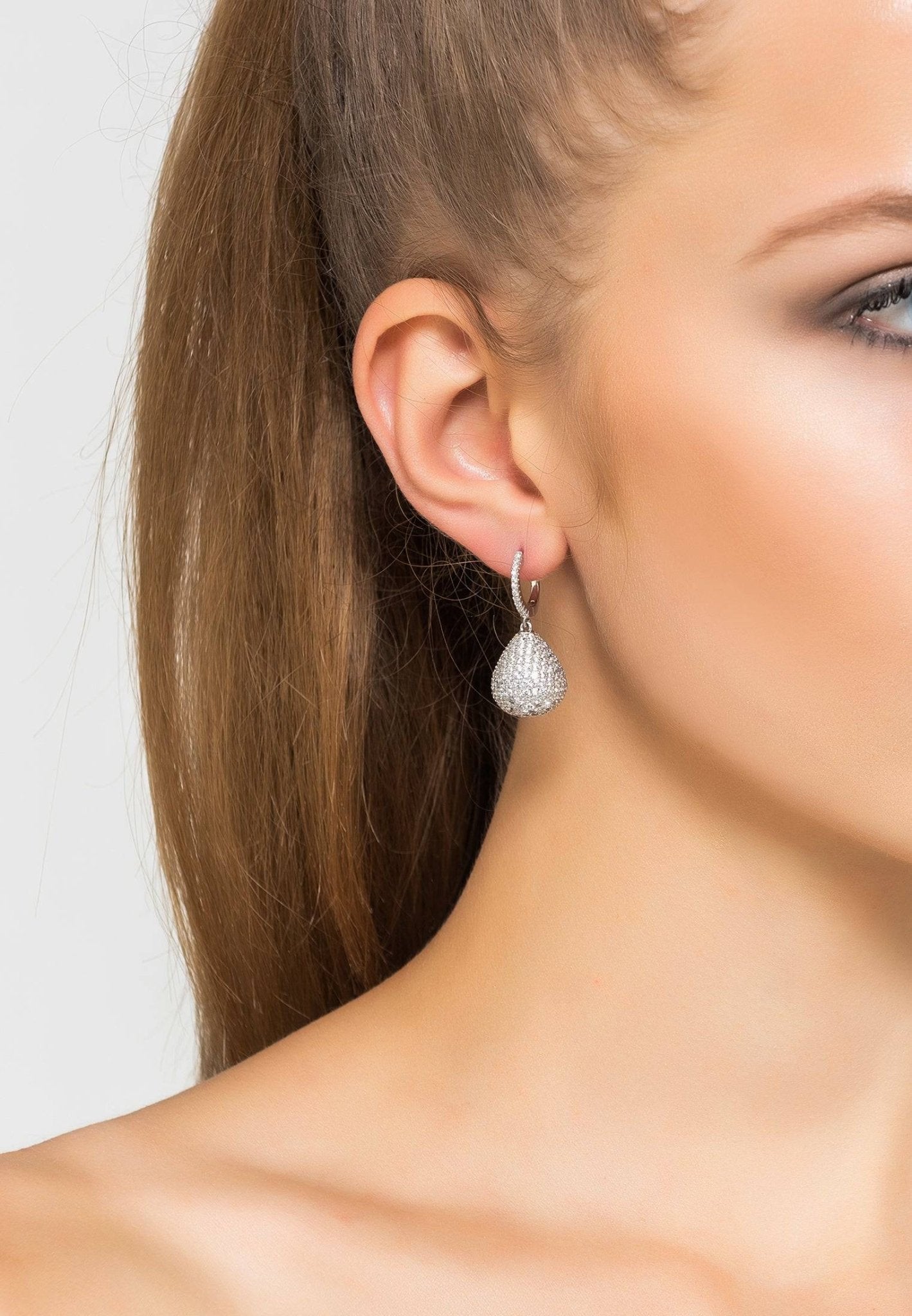 Valerie Pear Drop Gemstone Earrings Silver White Cz - LATELITA Earrings