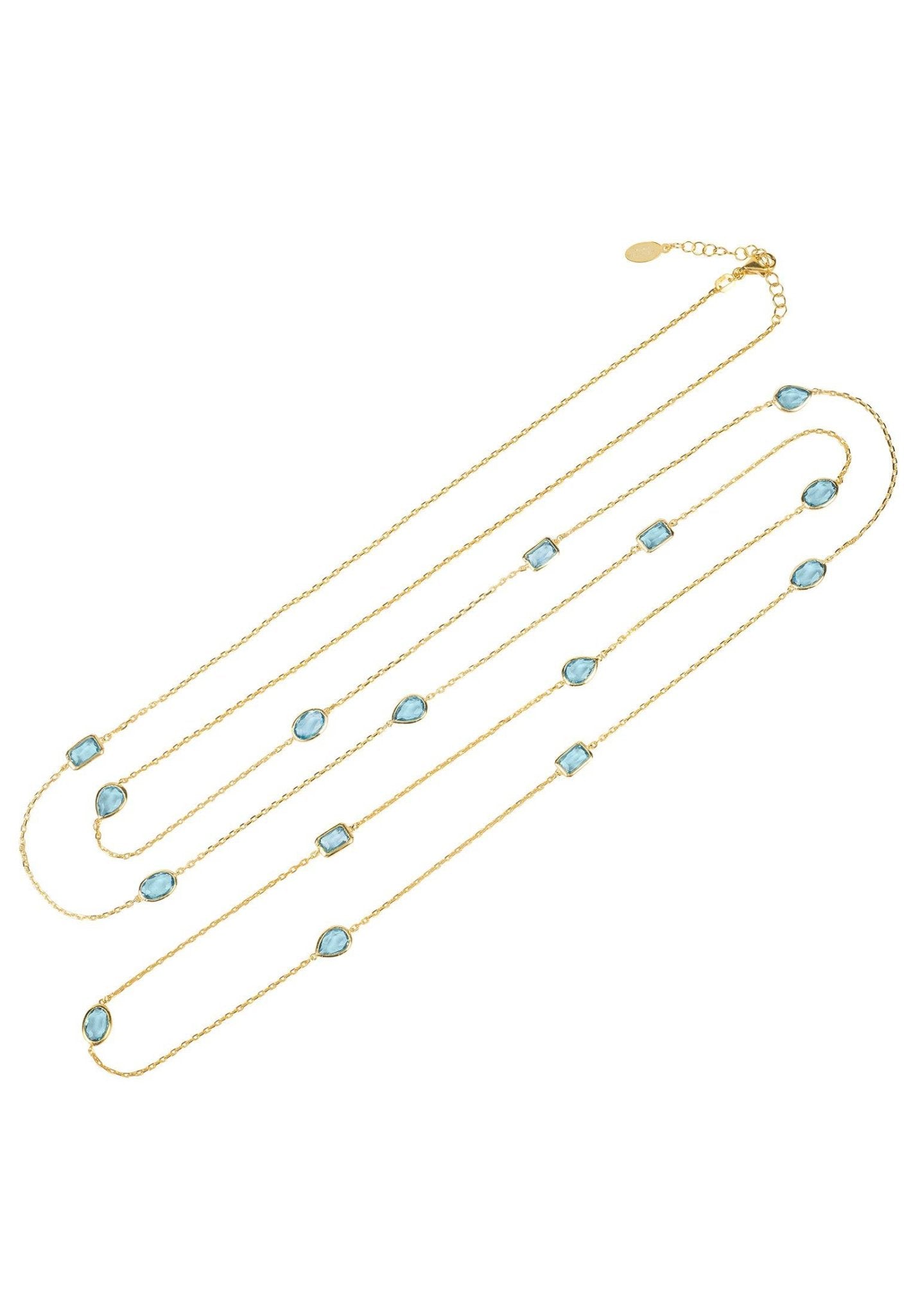 Venice 120Cm Long Chain Necklace Gold Blue Topaz - LATELITA Necklaces