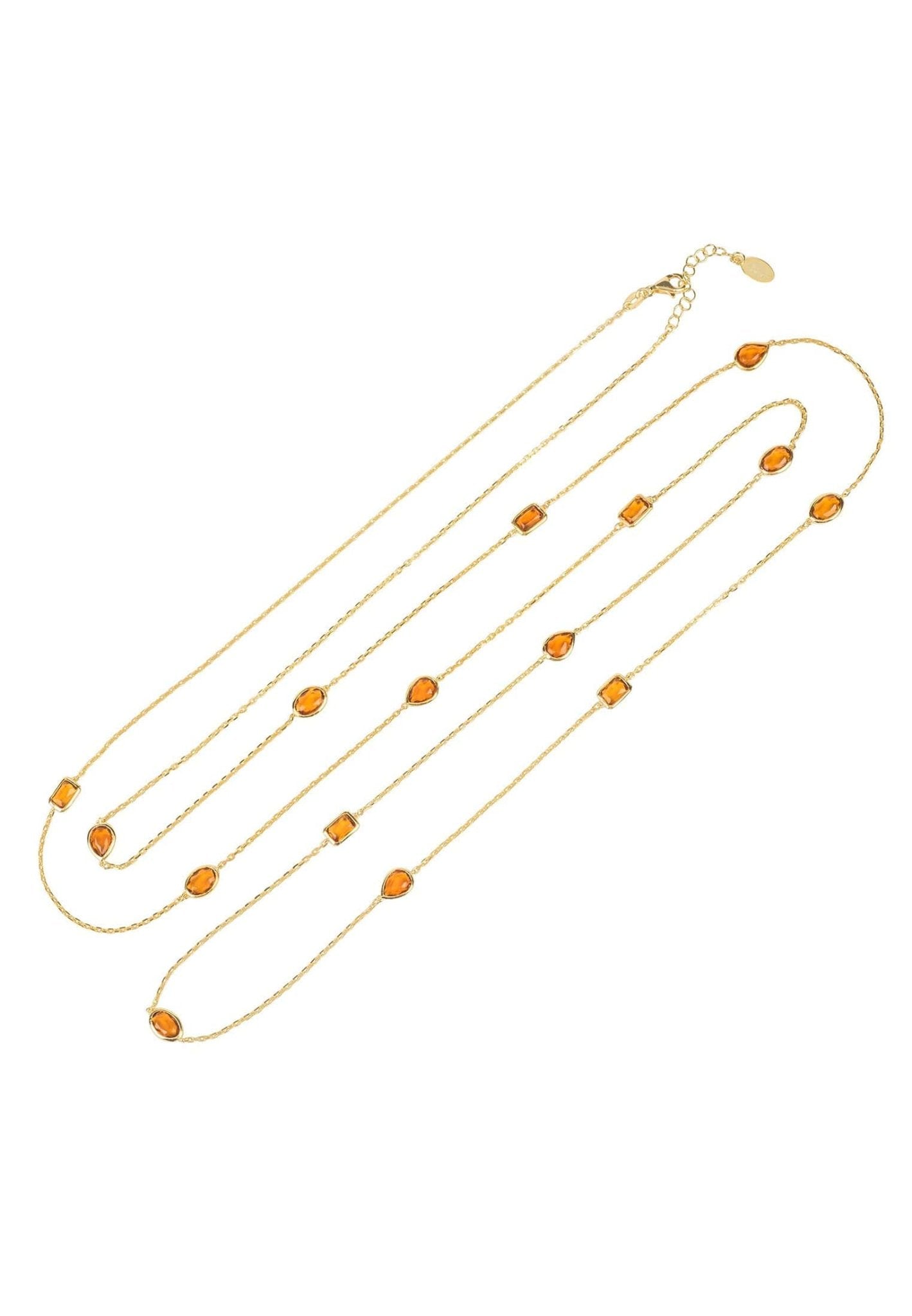 Venice 120Cm Long Chain Necklace Gold Citrine - LATELITA Necklaces