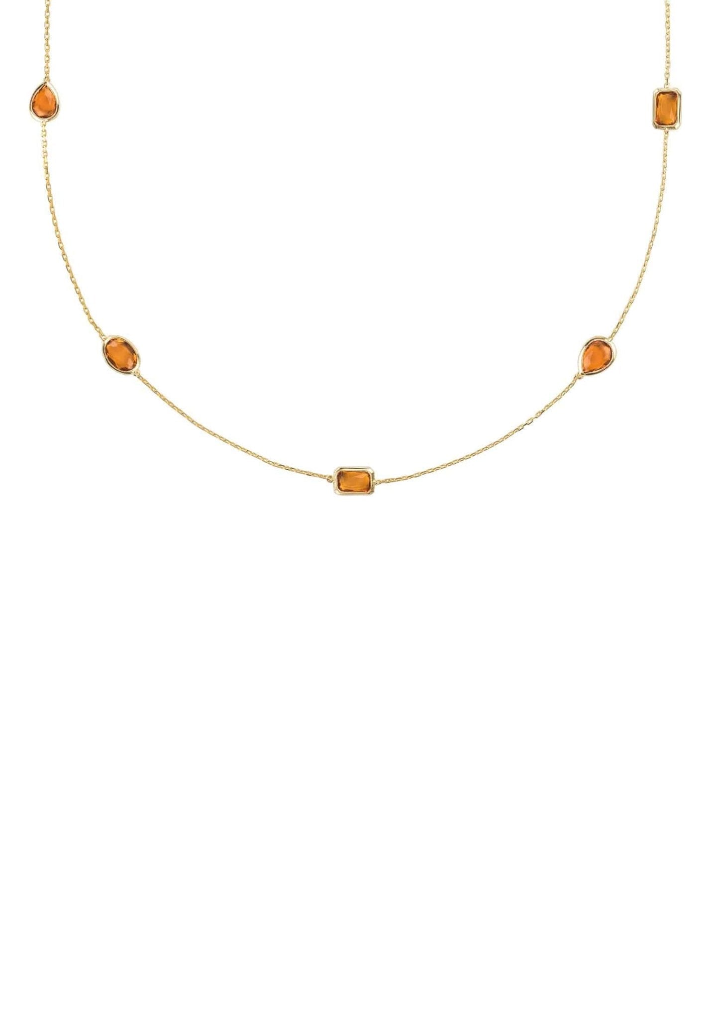 Venice 120Cm Long Chain Necklace Gold Citrine - LATELITA Necklaces