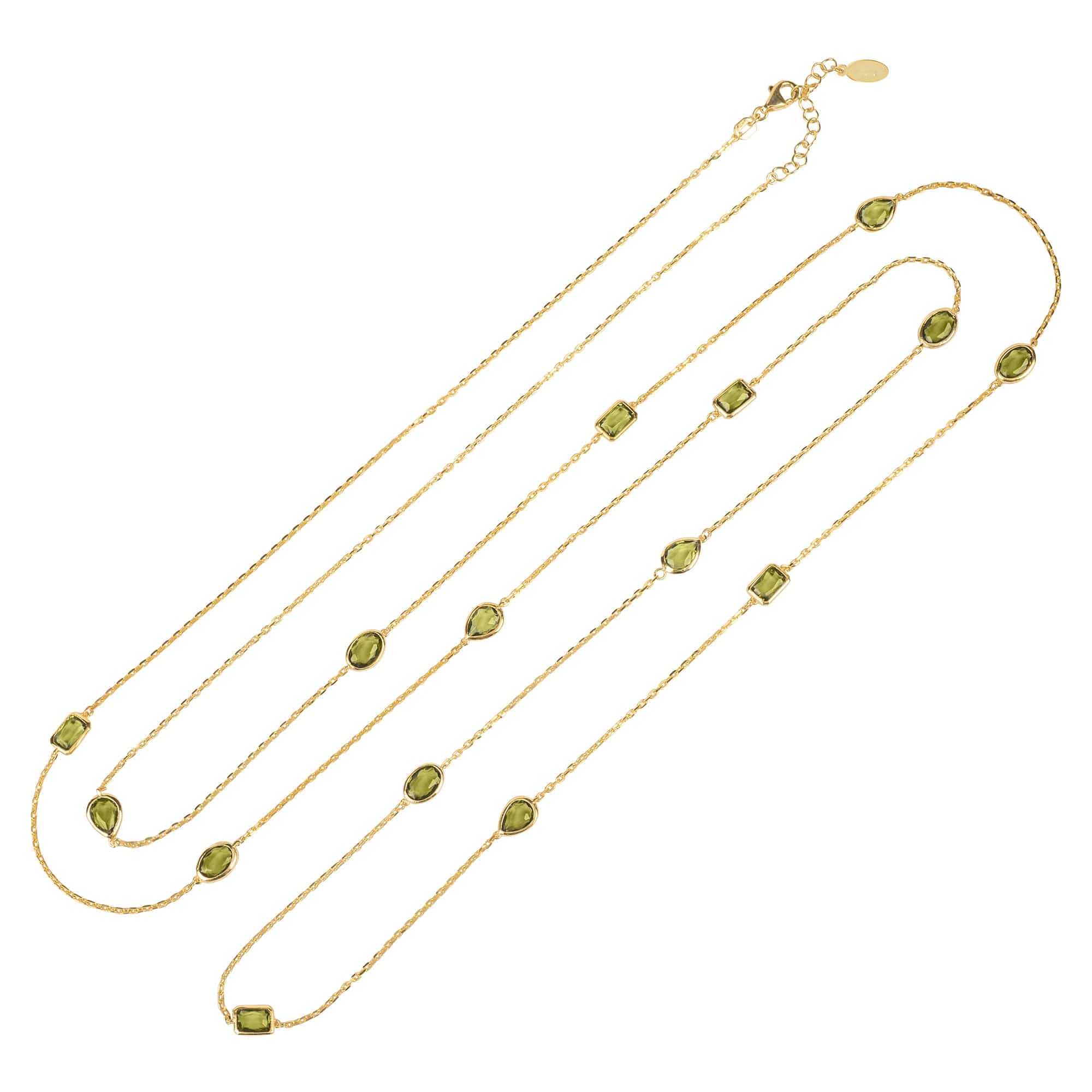 Venice 120Cm Long Chain Necklace Gold Peridot - LATELITA Necklaces