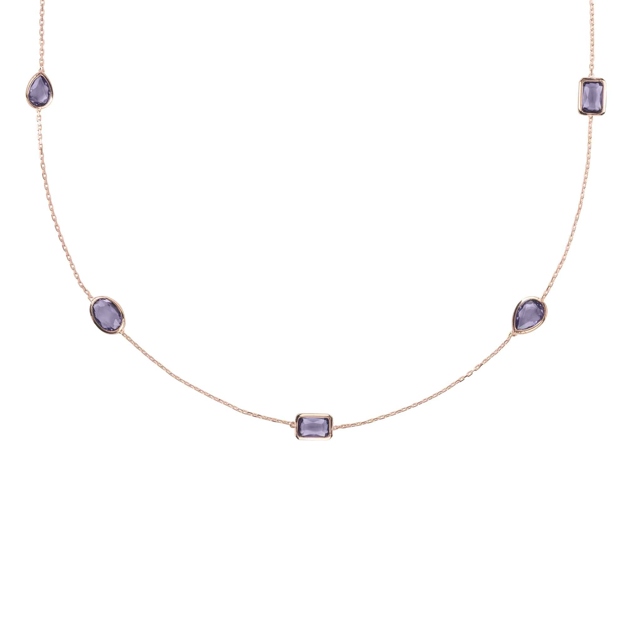 Venice 120Cm Long Chain Necklace Rosegold Amethyst - LATELITA Necklaces
