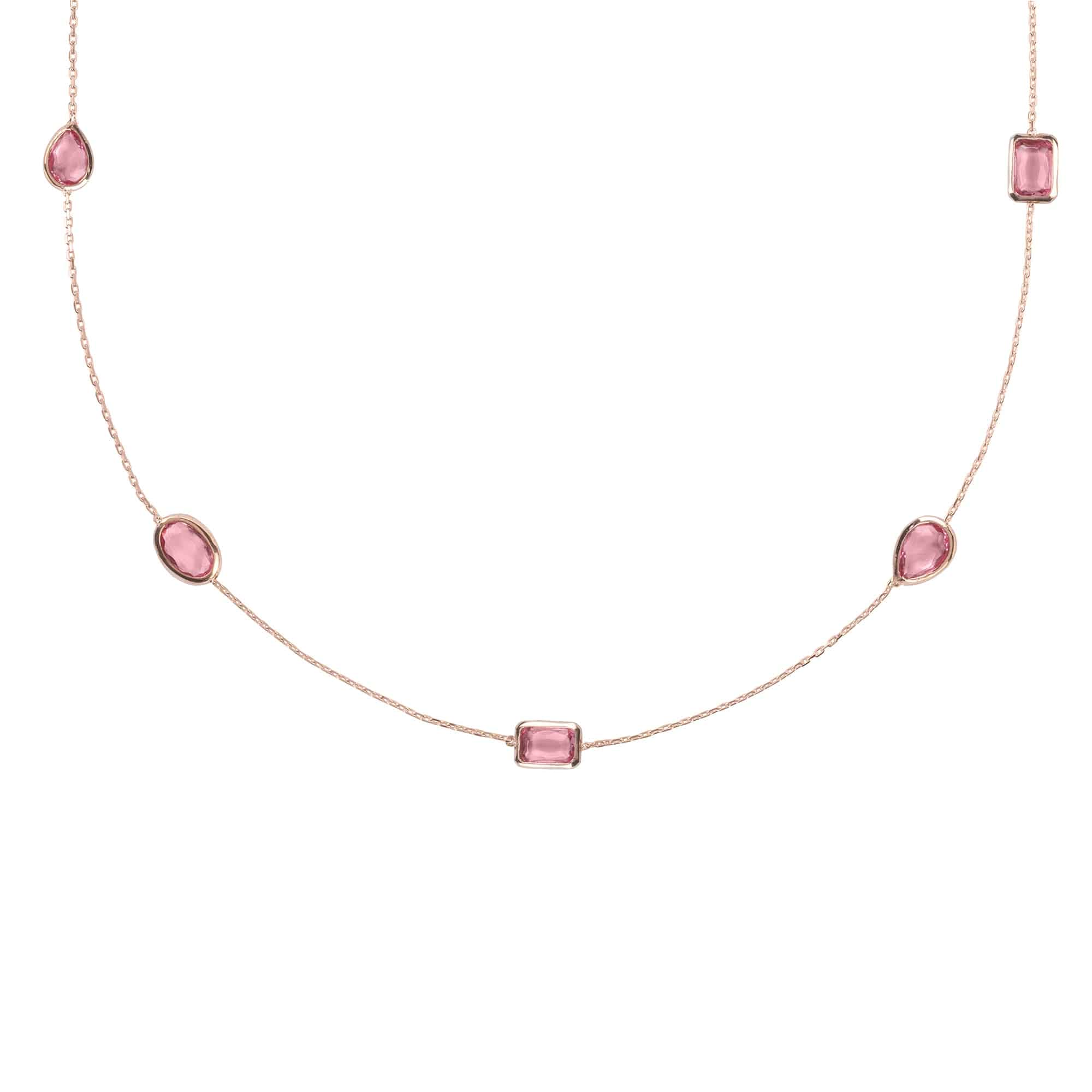 Venice 120Cm Long Chain Necklace Rosegold Pink Tourmaline - LATELITA Necklaces