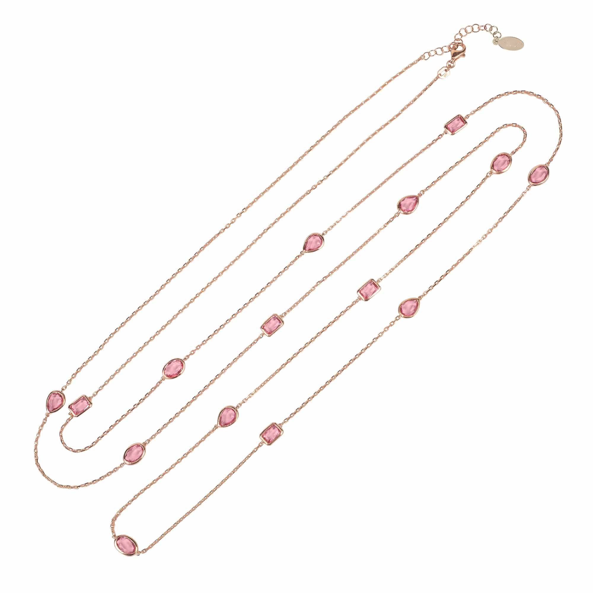 Venice 120Cm Long Chain Necklace Rosegold Pink Tourmaline - LATELITA Necklaces