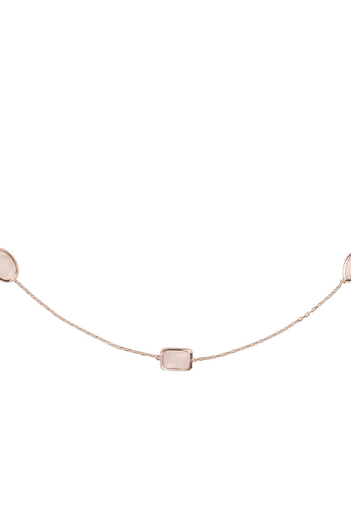 Venice 120Cm Long Chain Necklace Rosegold Rose Quartz - LATELITA Necklaces
