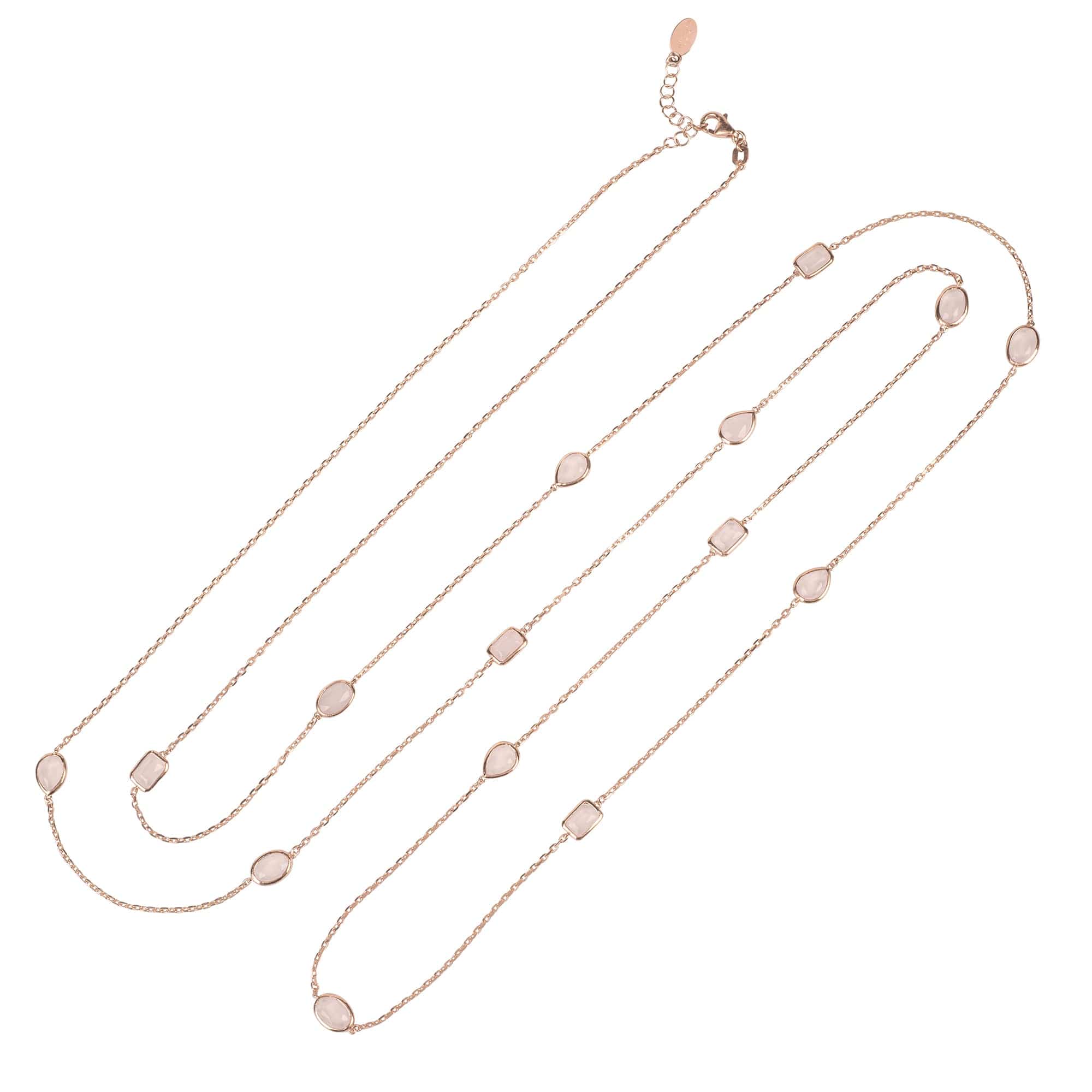 Venice 120Cm Long Chain Necklace Rosegold Rose Quartz - LATELITA Necklaces