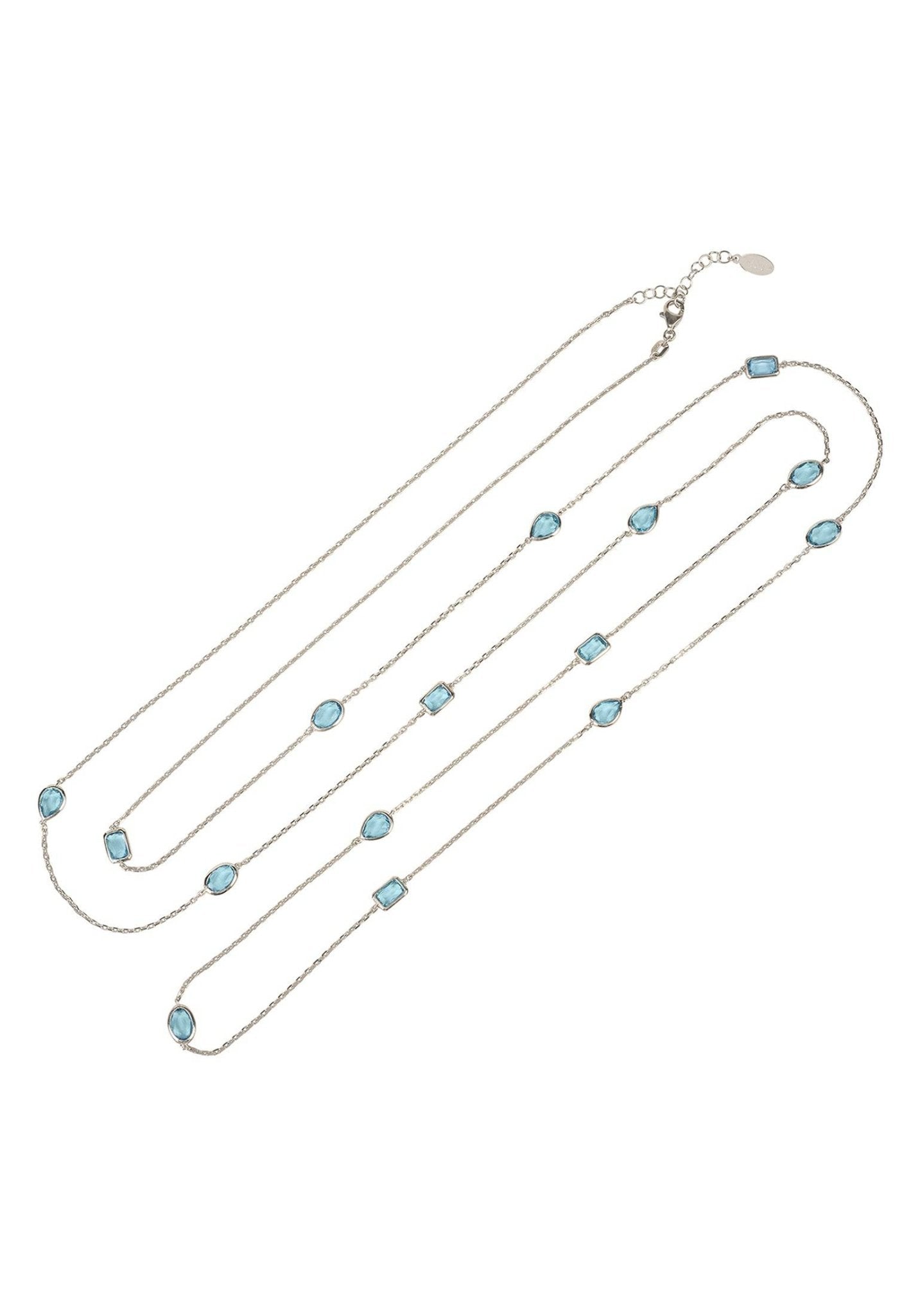 Venice 120Cm Long Chain Necklace Silver Blue Topaz - LATELITA Necklaces