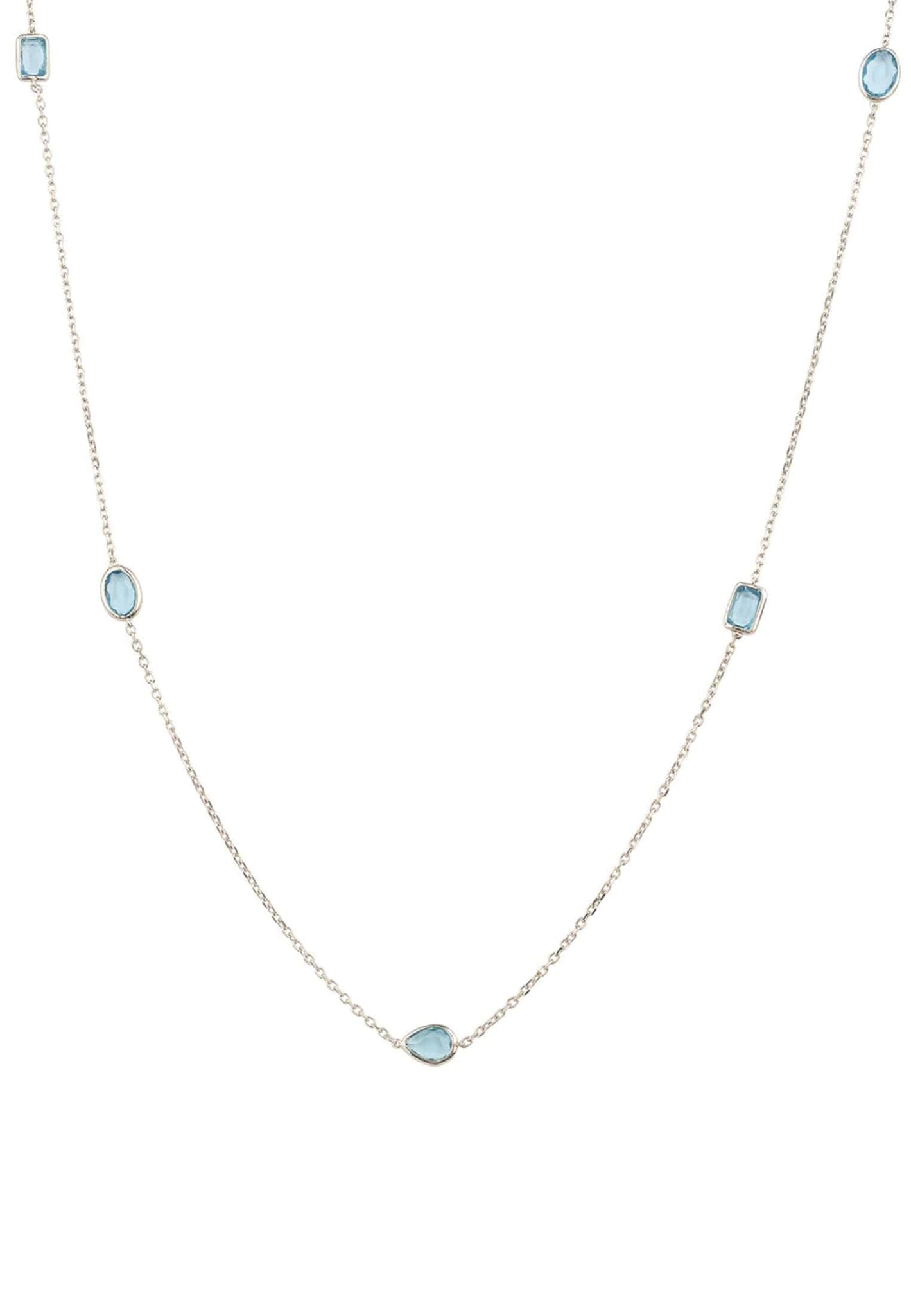 Venice 120Cm Long Chain Necklace Silver Blue Topaz - LATELITA Necklaces