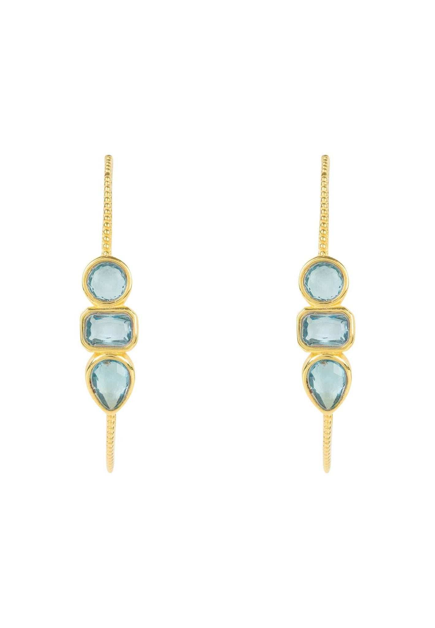 Venice Gemstone Hoop Earring Gold Blue Topaz - LATELITA Earrings
