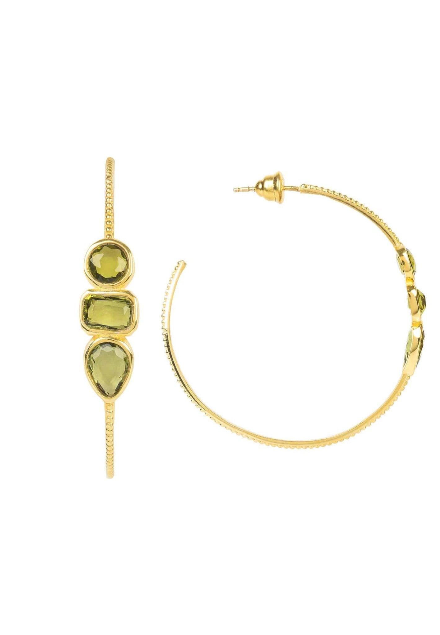 Venice Gemstone Hoop Earring Gold Peridot - LATELITA Earrings