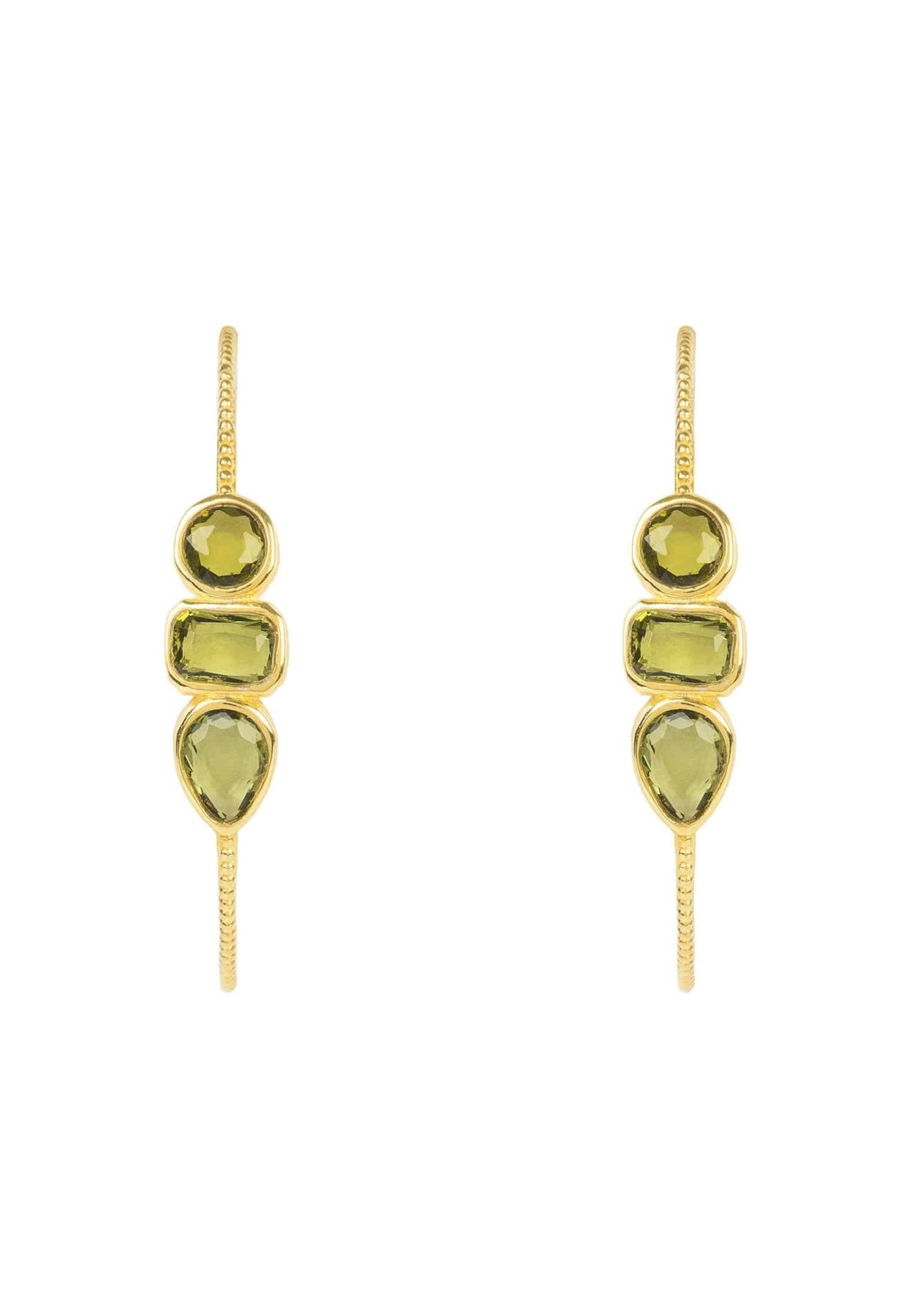 Venice Gemstone Hoop Earring Gold Peridot - LATELITA Earrings