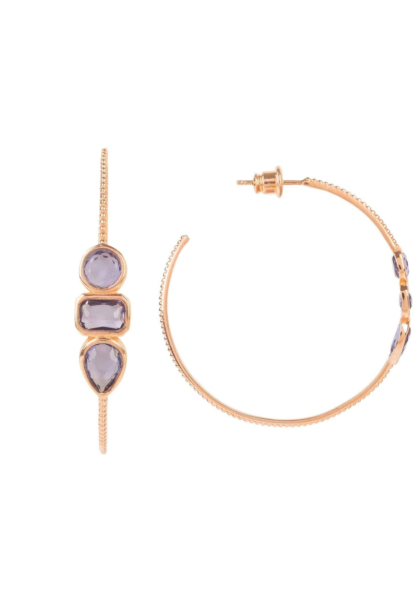 Venice Gemstone Hoop Earring Rose Gold Amethyst - LATELITA Earrings