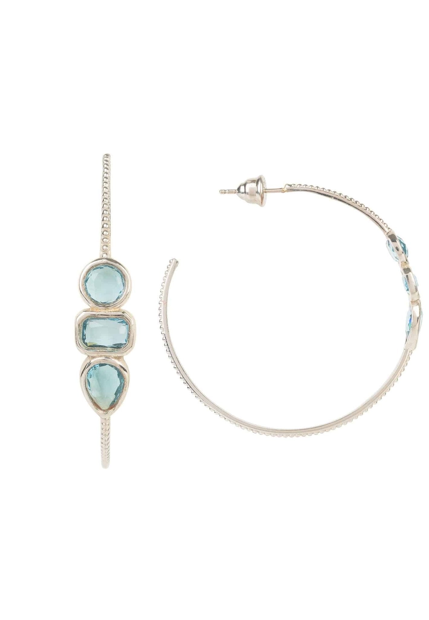Venice Gemstone Hoop Earring Silver Blue Topaz - LATELITA Earrings