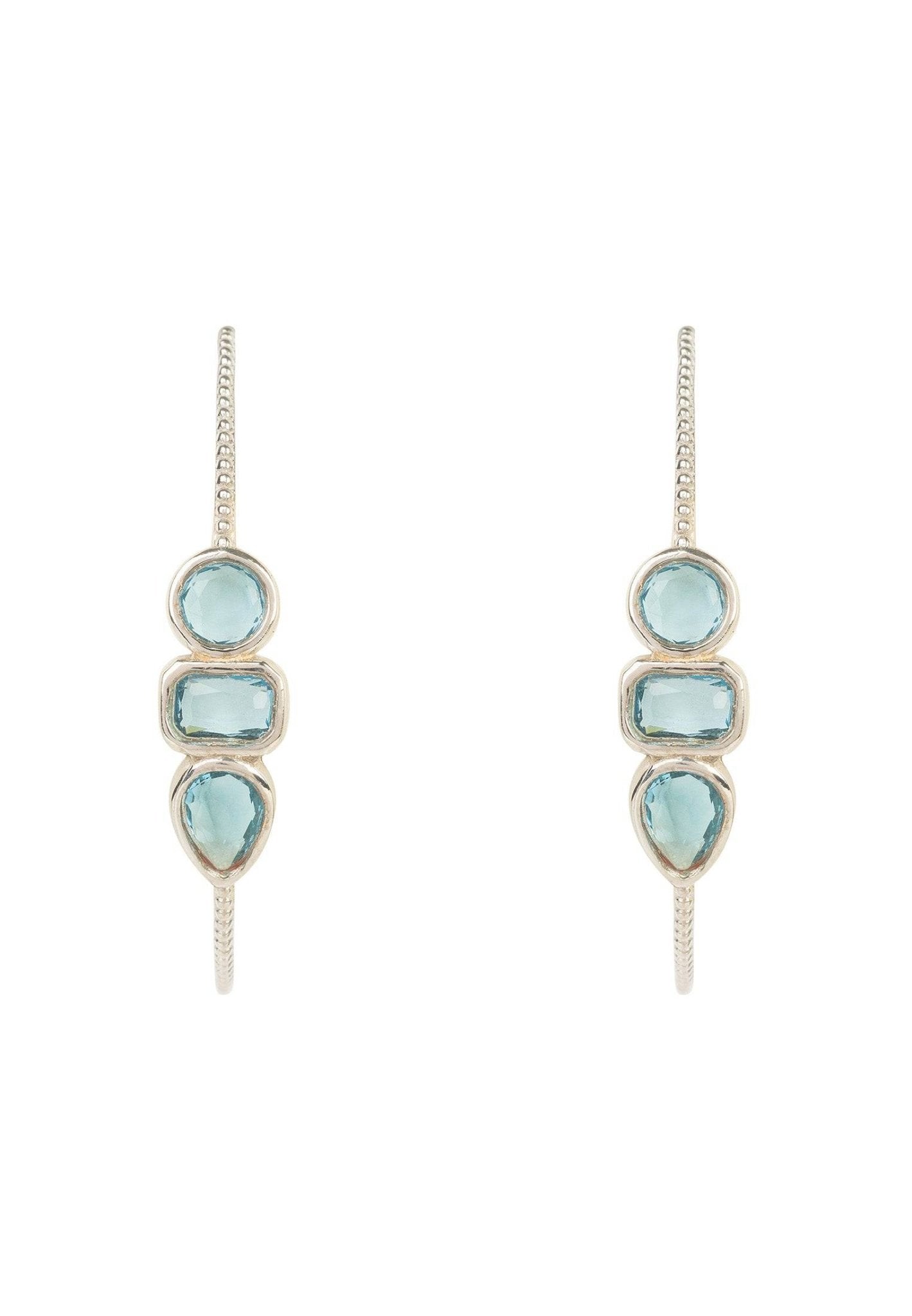 Venice Gemstone Hoop Earring Silver Blue Topaz - LATELITA Earrings
