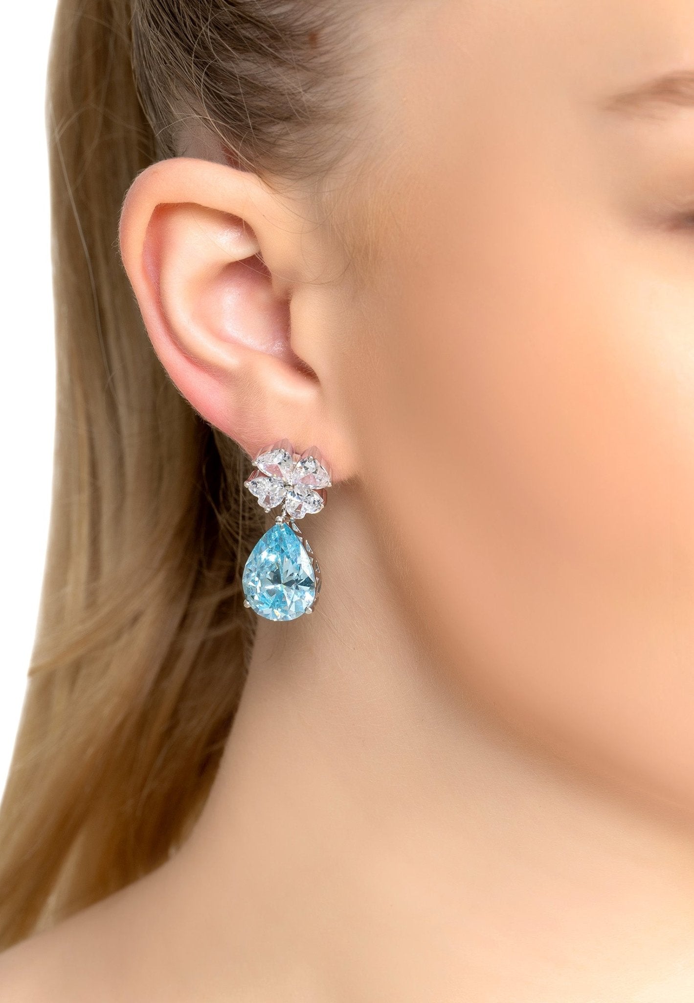 Victoria Teardrop Earrings Silver Blue Topaz - LATELITA Earrings
