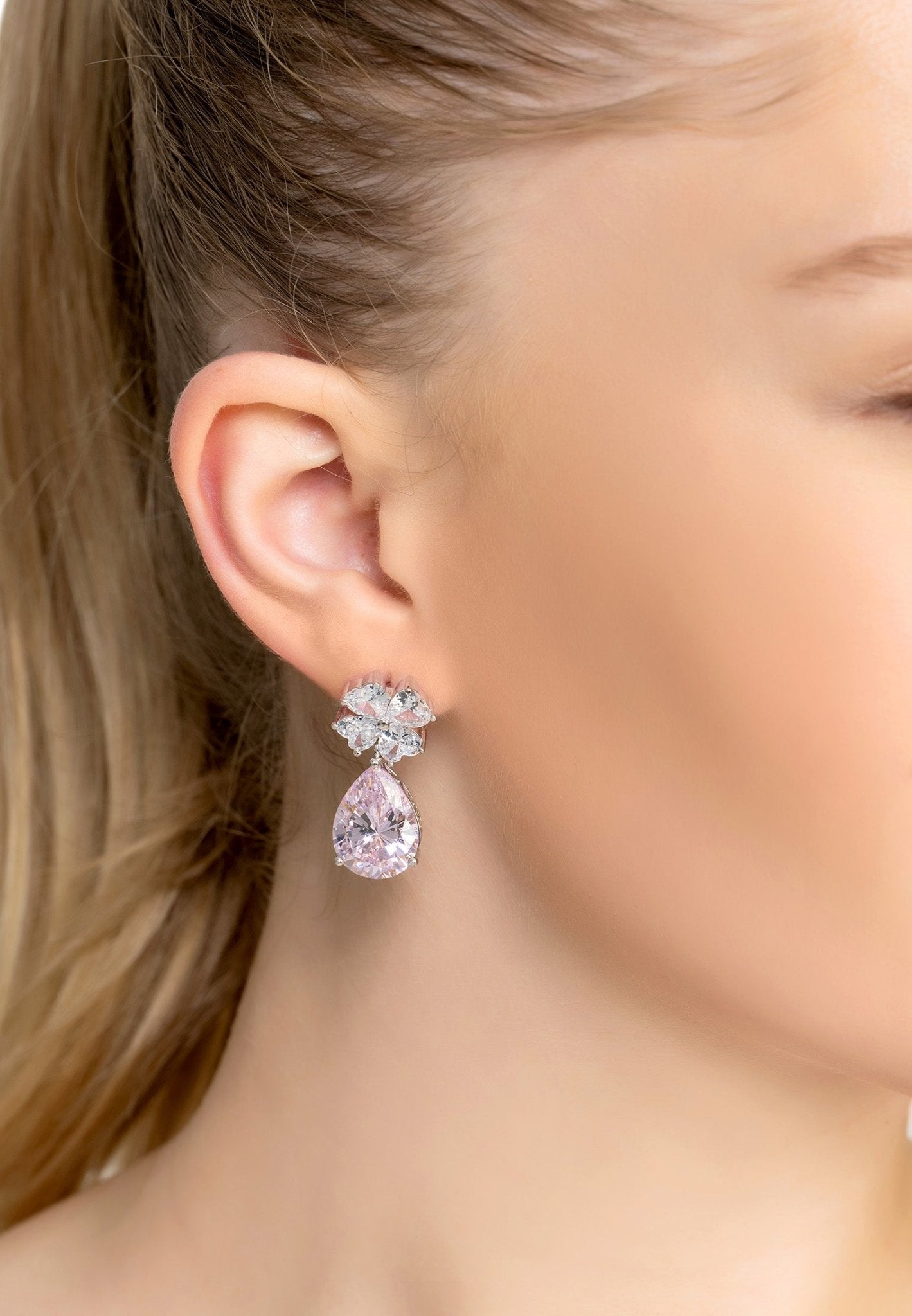 Victoria Teardrop Earrings Silver Morganite - LATELITA Earrings