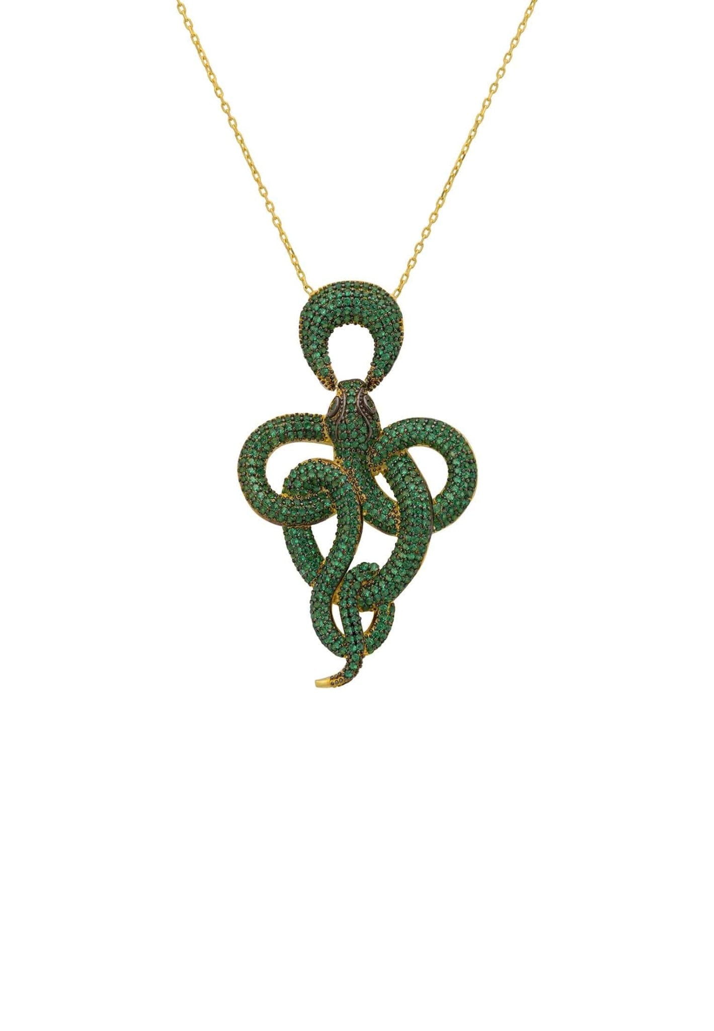 Viper Snake Pendant Necklace Gold Emerald - LATELITA Necklaces
