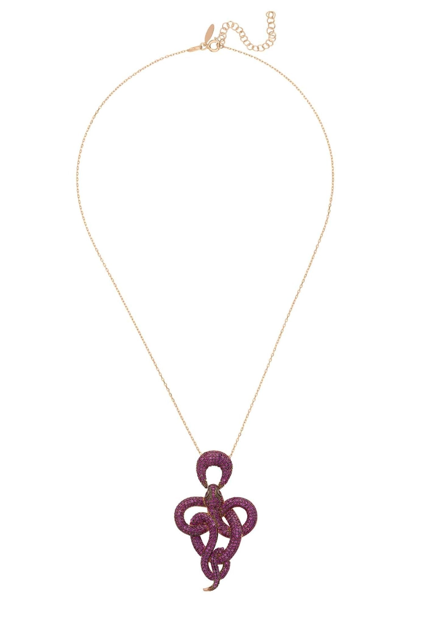 Viper Snake Pendant Necklace Rosegold Ruby - LATELITA Necklaces
