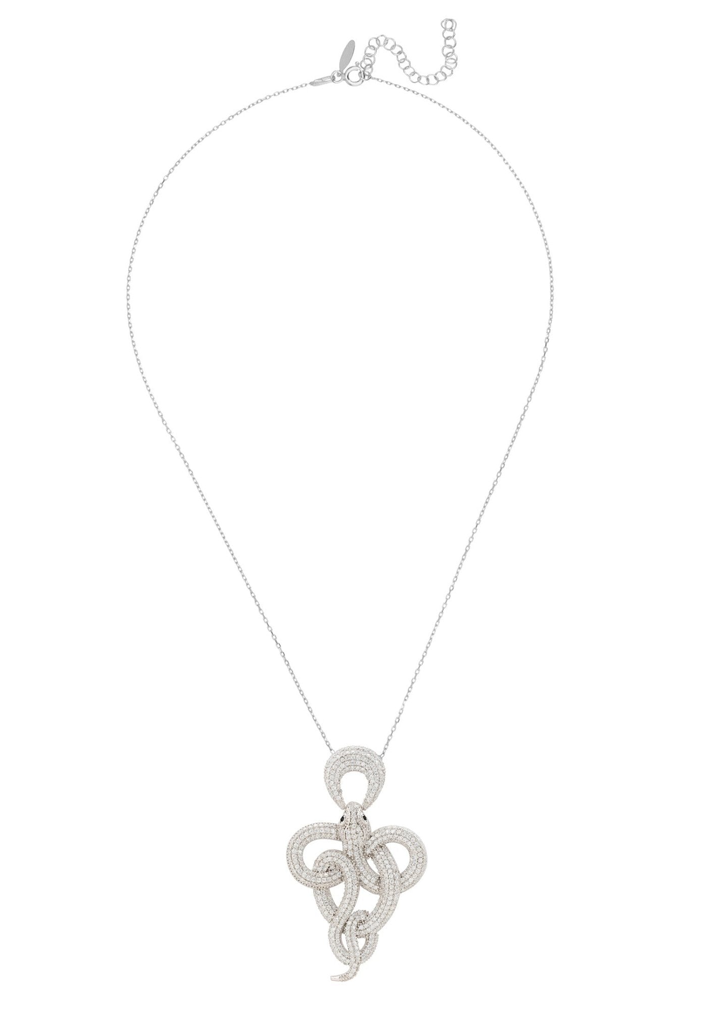 Viper Snake Pendant Necklace Silver White - LATELITA Necklaces