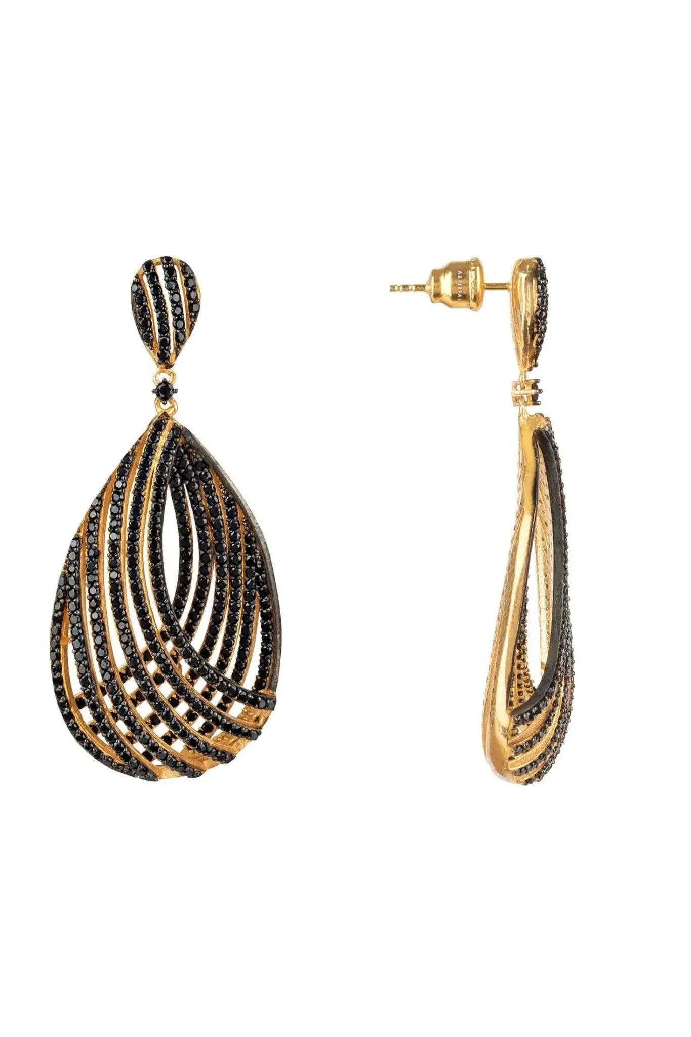 Vortex Teardrop Earring Black Cz - LATELITA Earrings