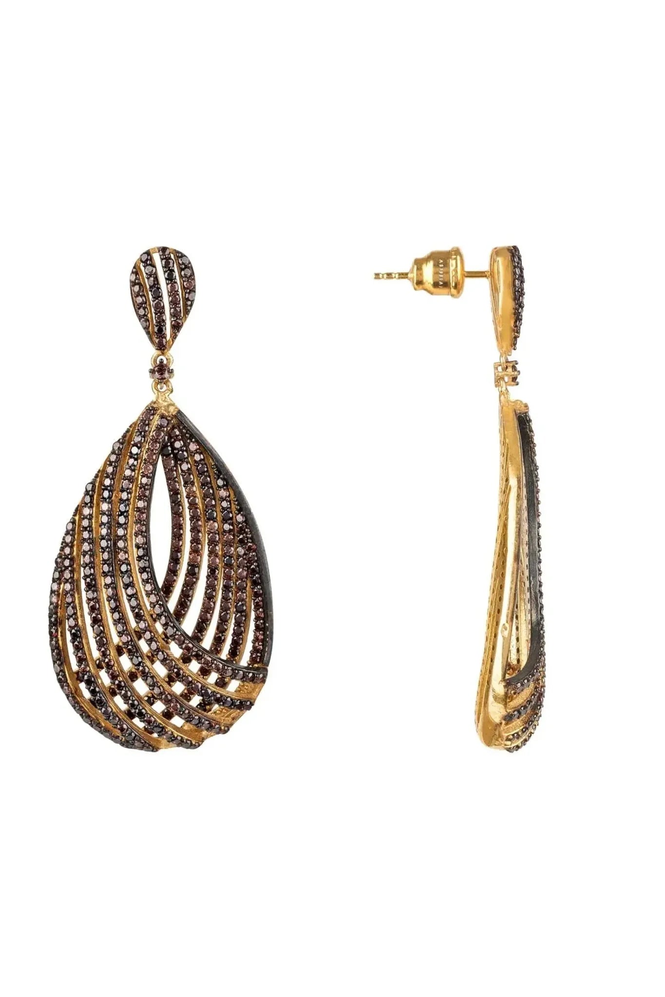 Vortex Teardrop Earring Chocolate Cz - LATELITA Earrings