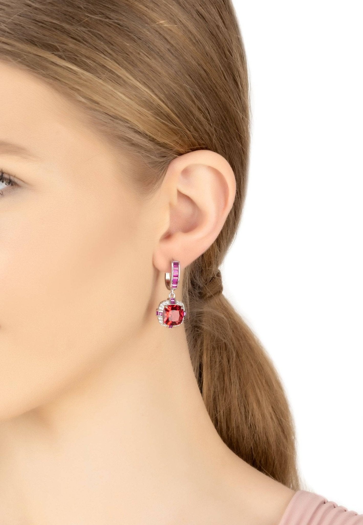 Windsor Silver Earring Ruby - LATELITA Earrings