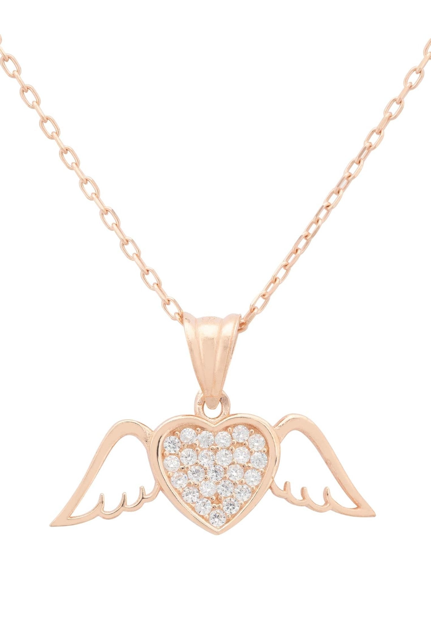 Wings Of Love Heart White Necklace Gold - LATELITA Necklaces