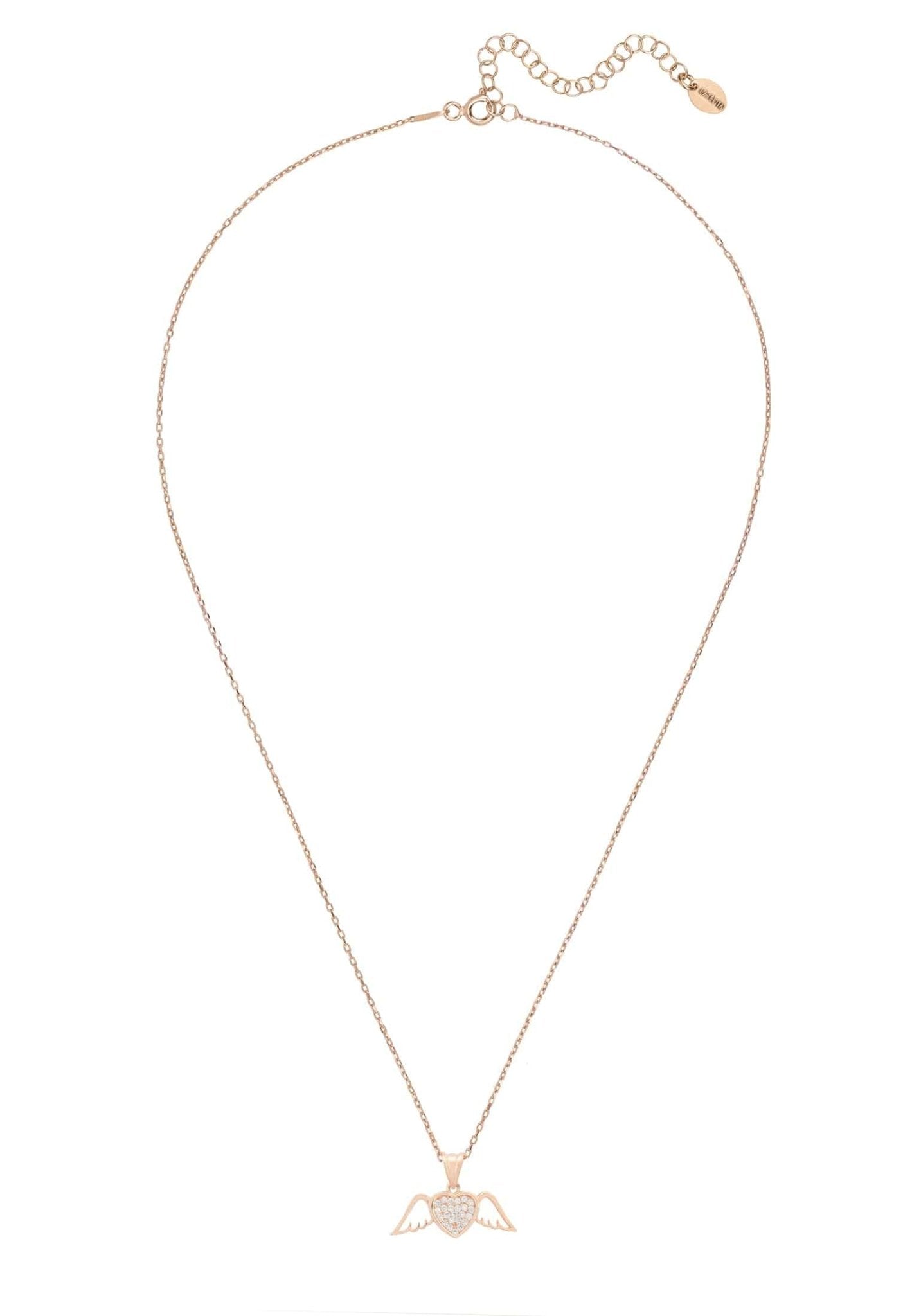 Wings Of Love Heart White Necklace Rosegold - LATELITA Necklaces