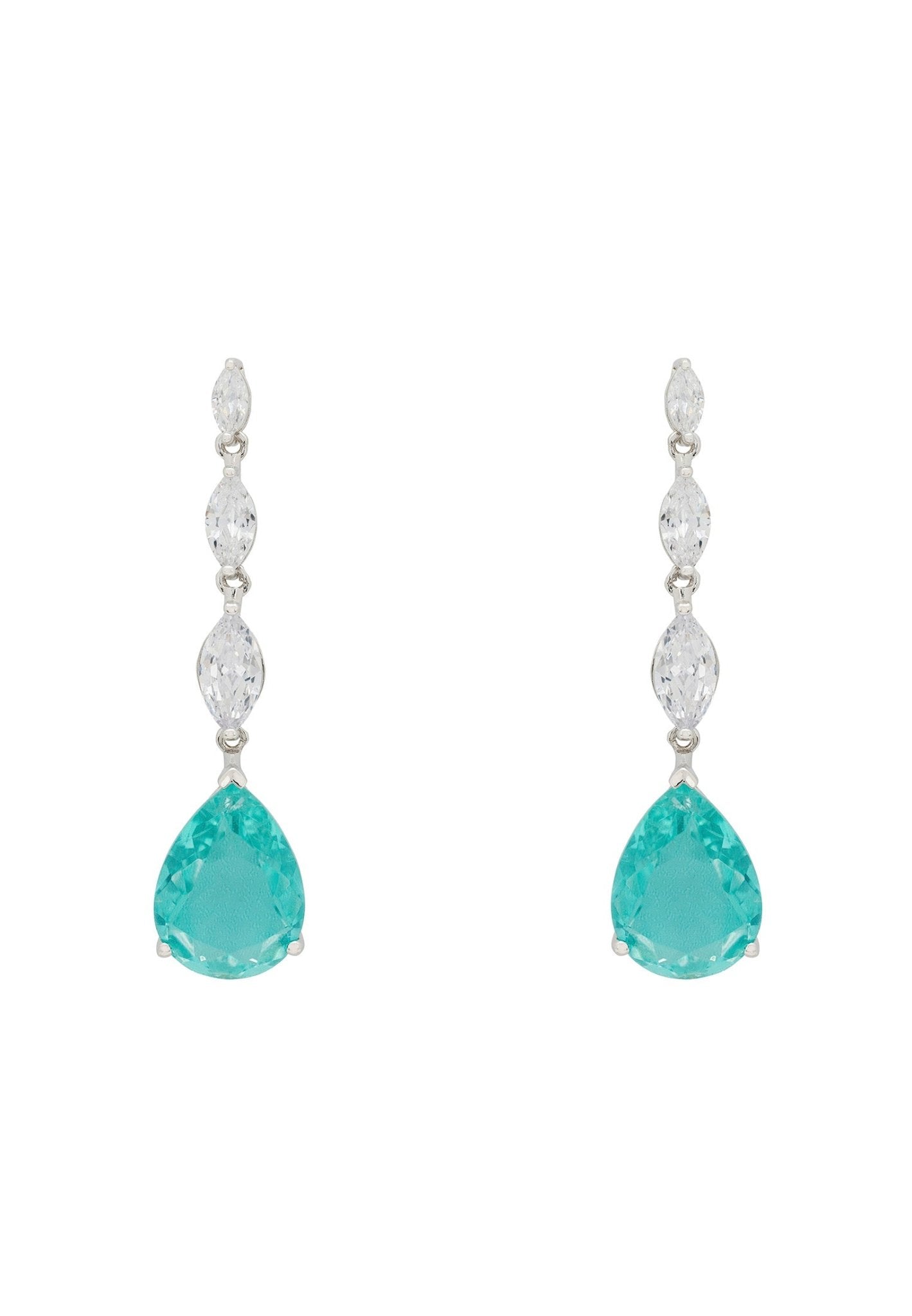 Zara Teardrop Paraiba Tourmaline Gemstone Earrings Silver - LATELITA Earrings