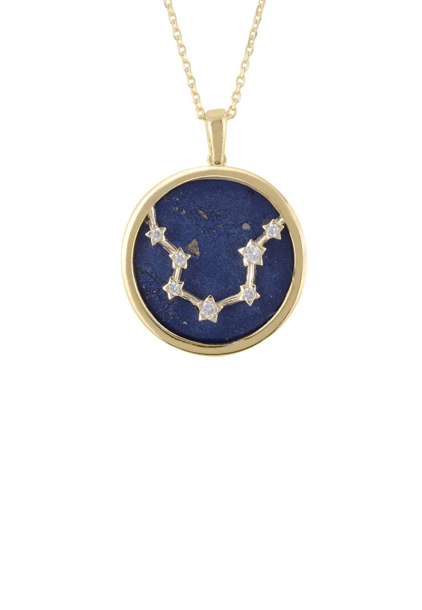 Zodiac Lapis Lazuli Gemstone Star Constellation Pendant Necklace Gold Aquarius - LATELITA Necklaces