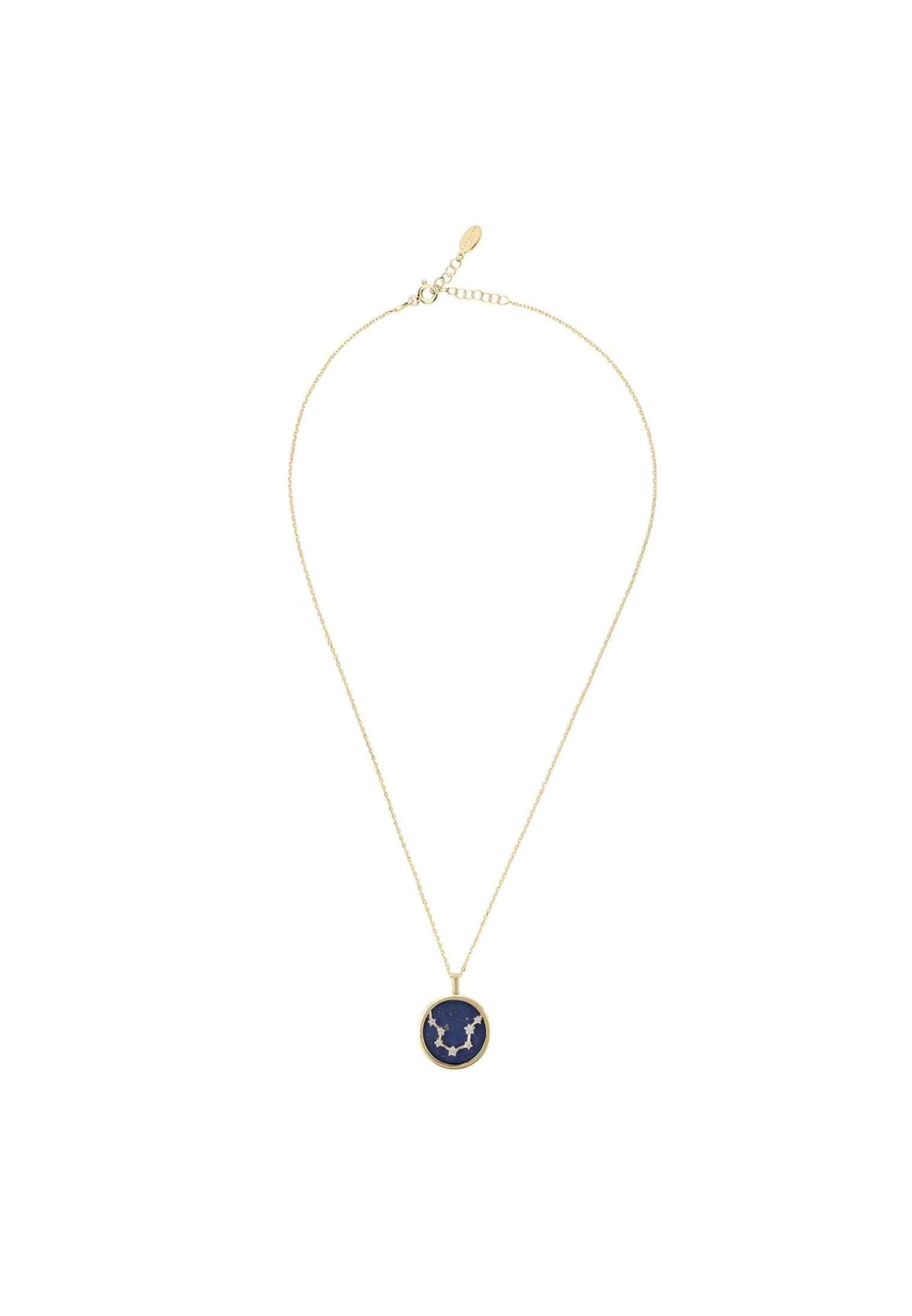 Zodiac Lapis Lazuli Gemstone Star Constellation Pendant Necklace Gold Aquarius - LATELITA Necklaces