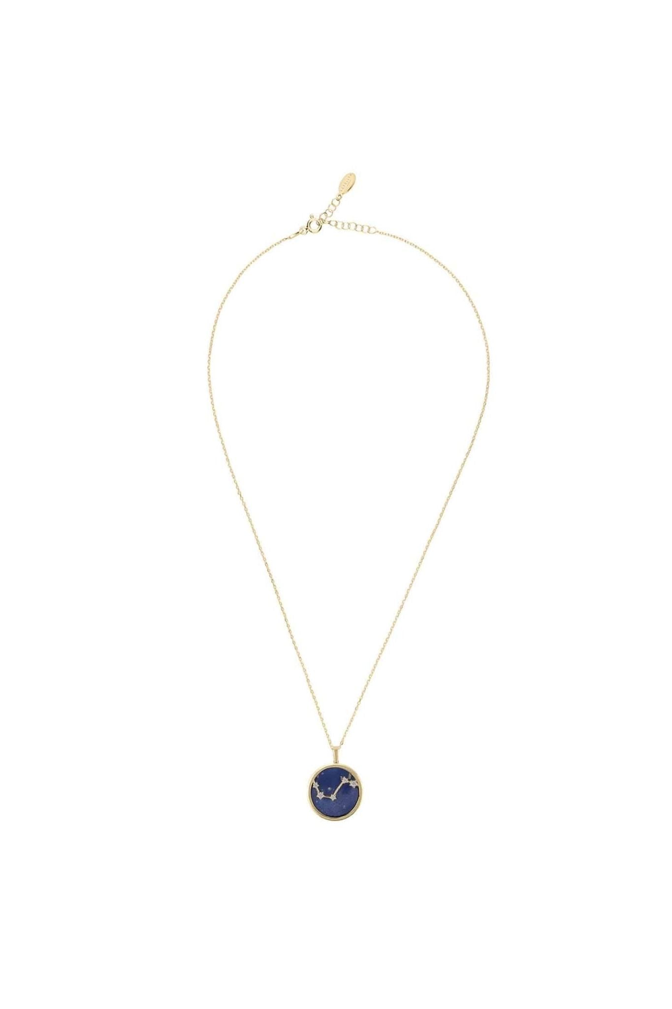 Zodiac Lapis Lazuli Gemstone Star Constellation Pendant Necklace Gold Aries - LATELITA Necklaces