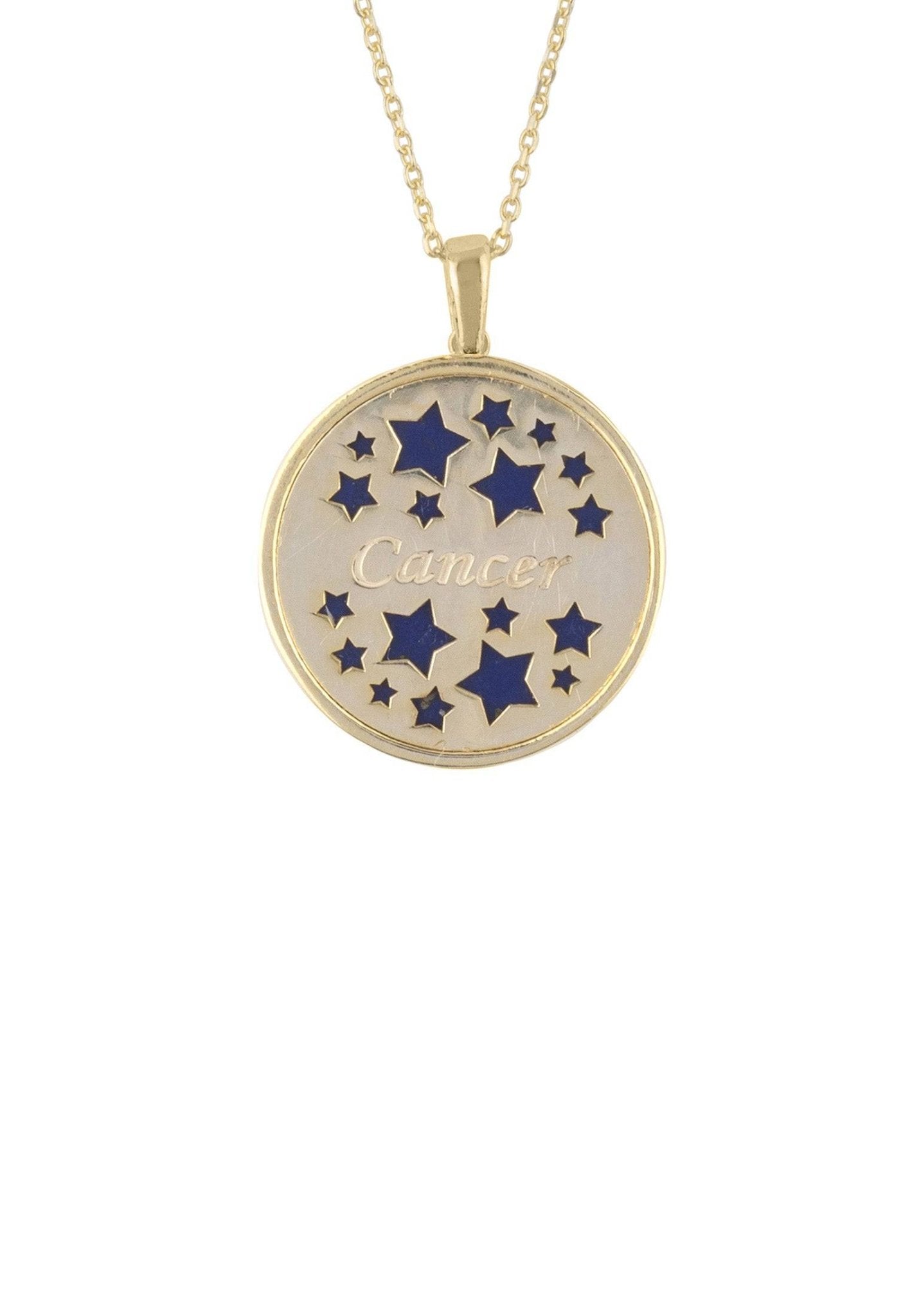 Zodiac Lapis Lazuli Gemstone Star Constellation Pendant Necklace Gold Cancer - LATELITA Necklaces