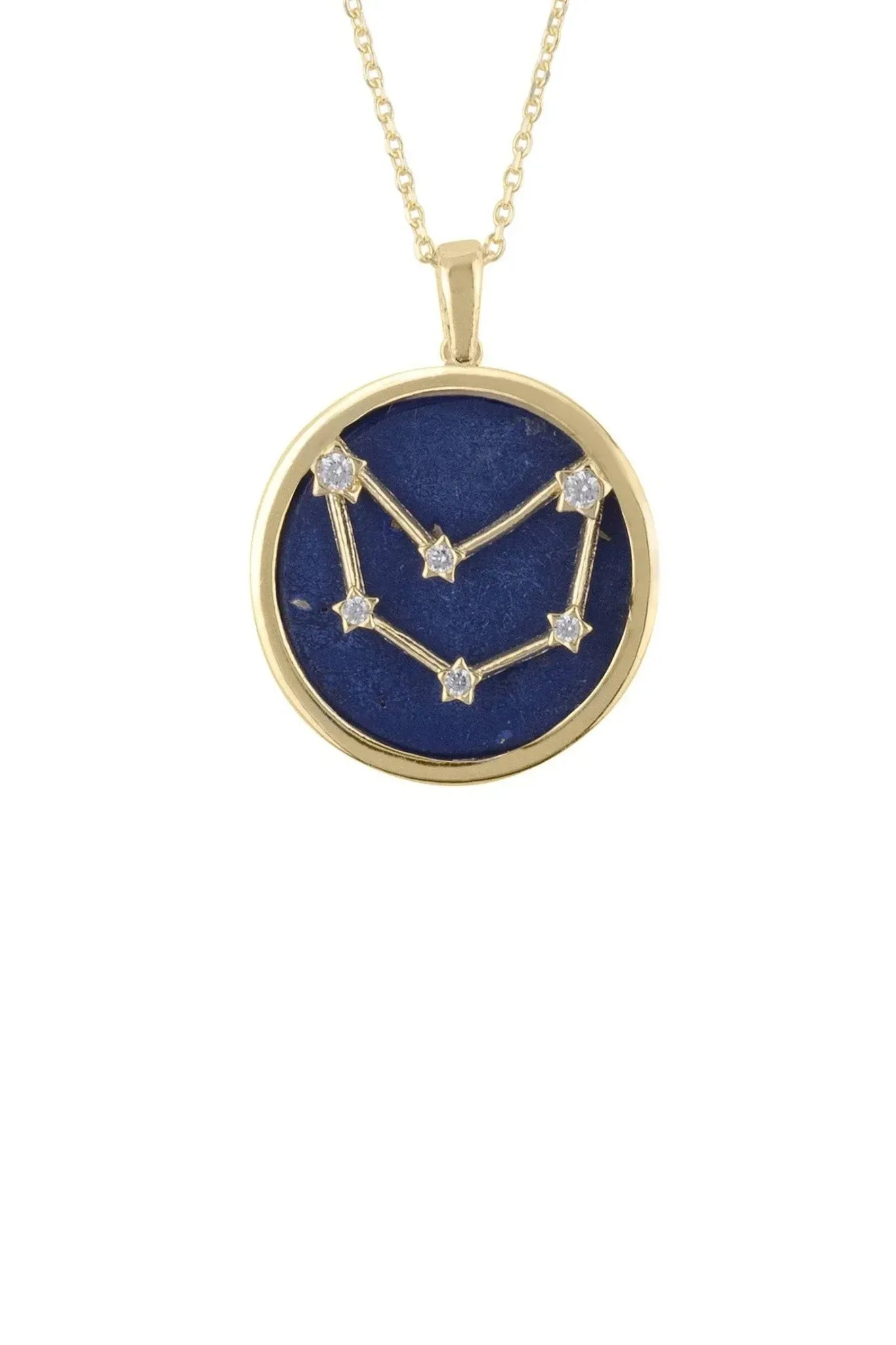 Zodiac Lapis Lazuli Gemstone Star Constellation Pendant Necklace Gold Capricorn - LATELITA Necklaces