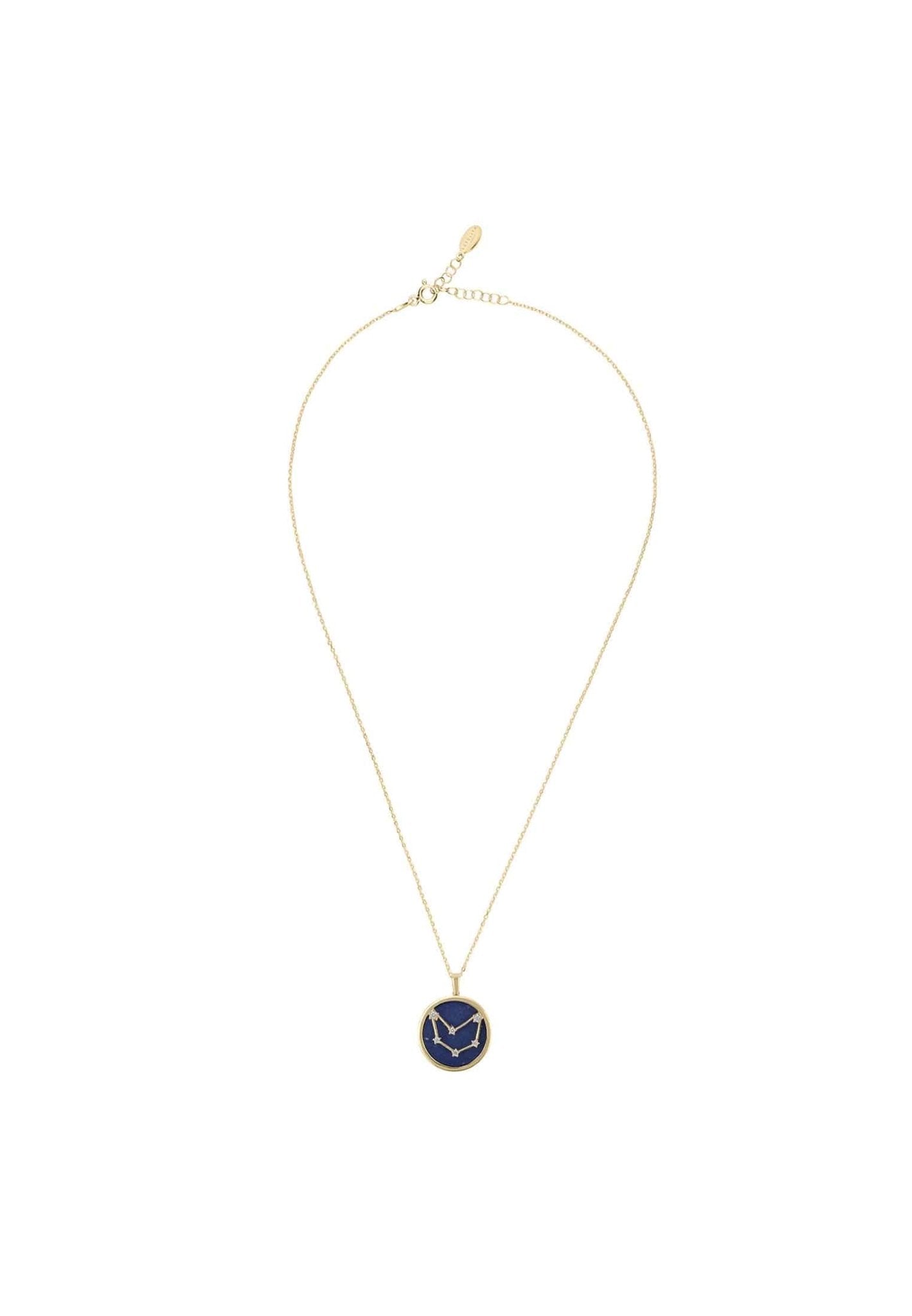 Zodiac Lapis Lazuli Gemstone Star Constellation Pendant Necklace Gold Capricorn - LATELITA Necklaces
