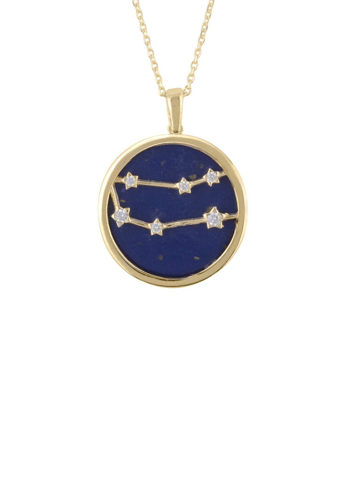 Zodiac Lapis Lazuli Gemstone Star Constellation Pendant Necklace Gold Gemini - LATELITA Necklaces