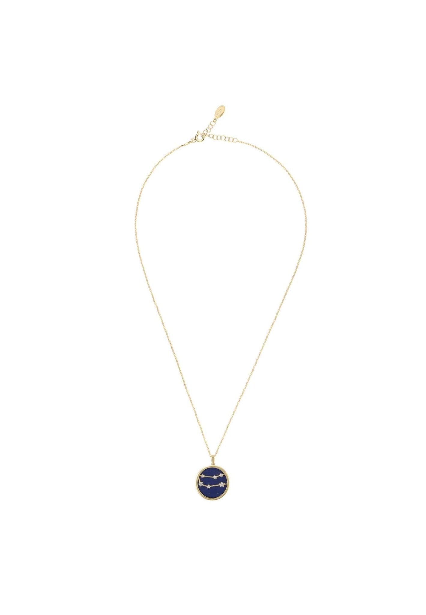 Zodiac Lapis Lazuli Gemstone Star Constellation Pendant Necklace Gold Gemini - LATELITA Necklaces