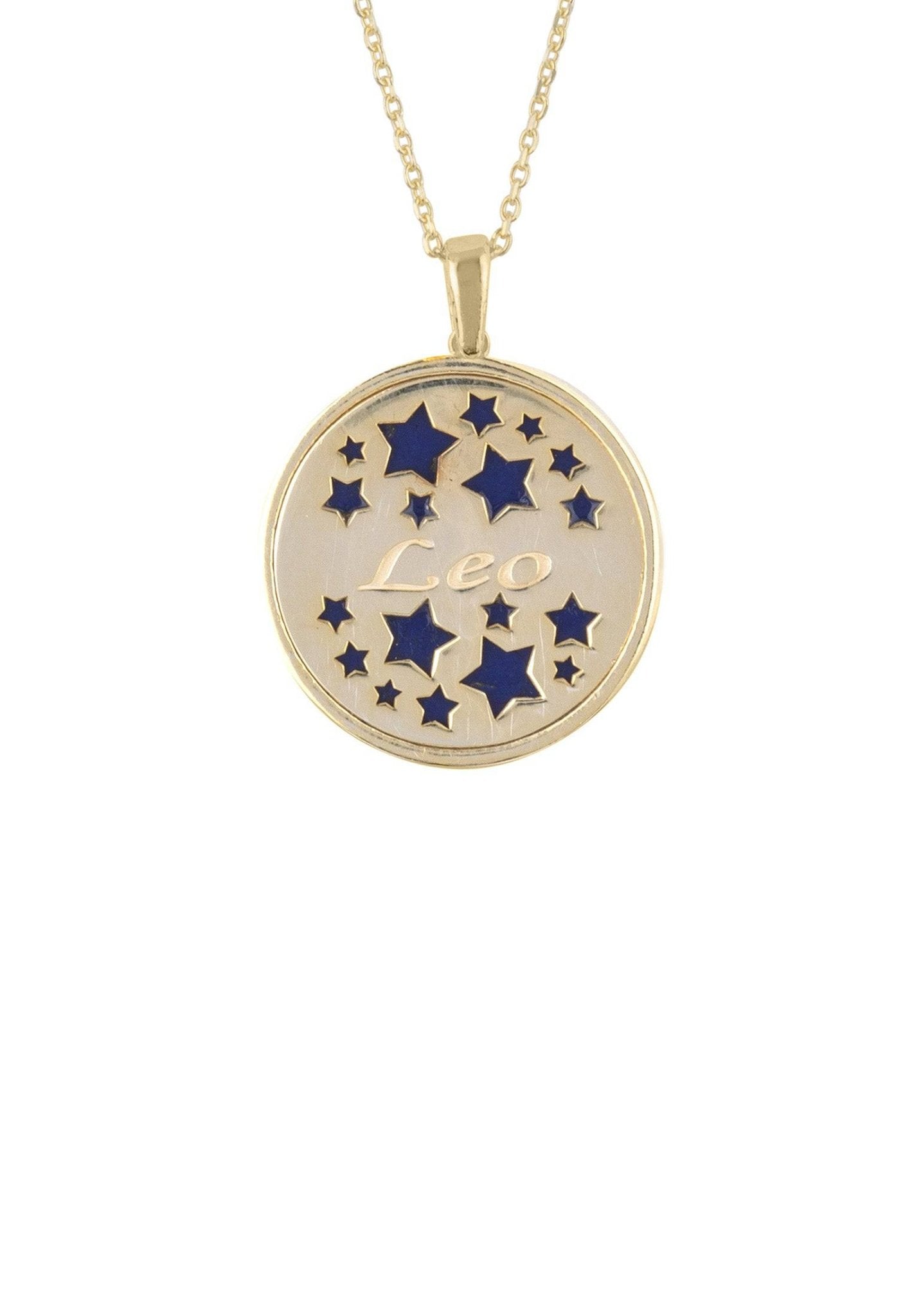 Zodiac Lapis Lazuli Gemstone Star Constellation Pendant Necklace Gold Leo - LATELITA Necklaces