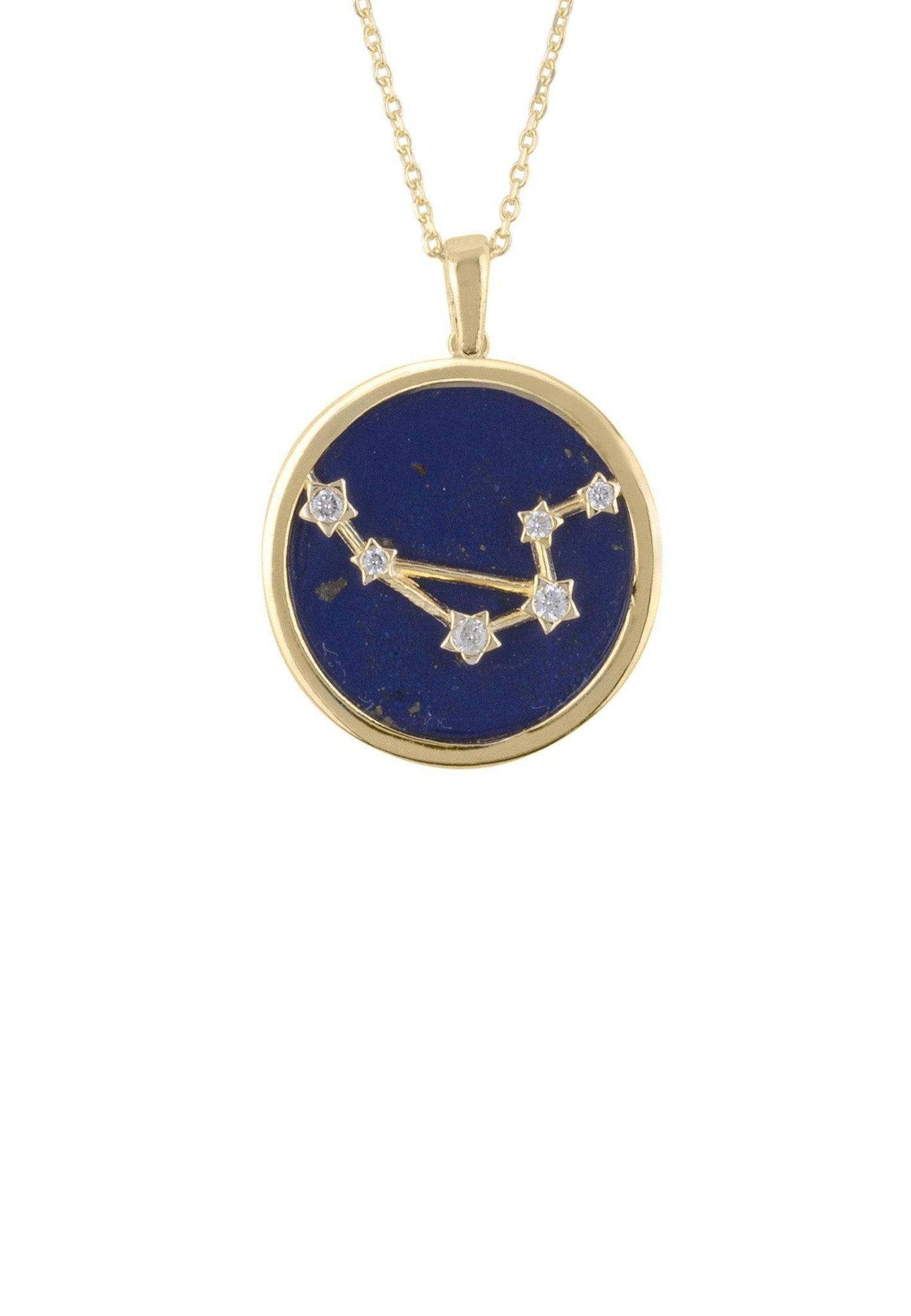 Zodiac Lapis Lazuli Gemstone Star Constellation Pendant Necklace Gold Libra - LATELITA Necklaces