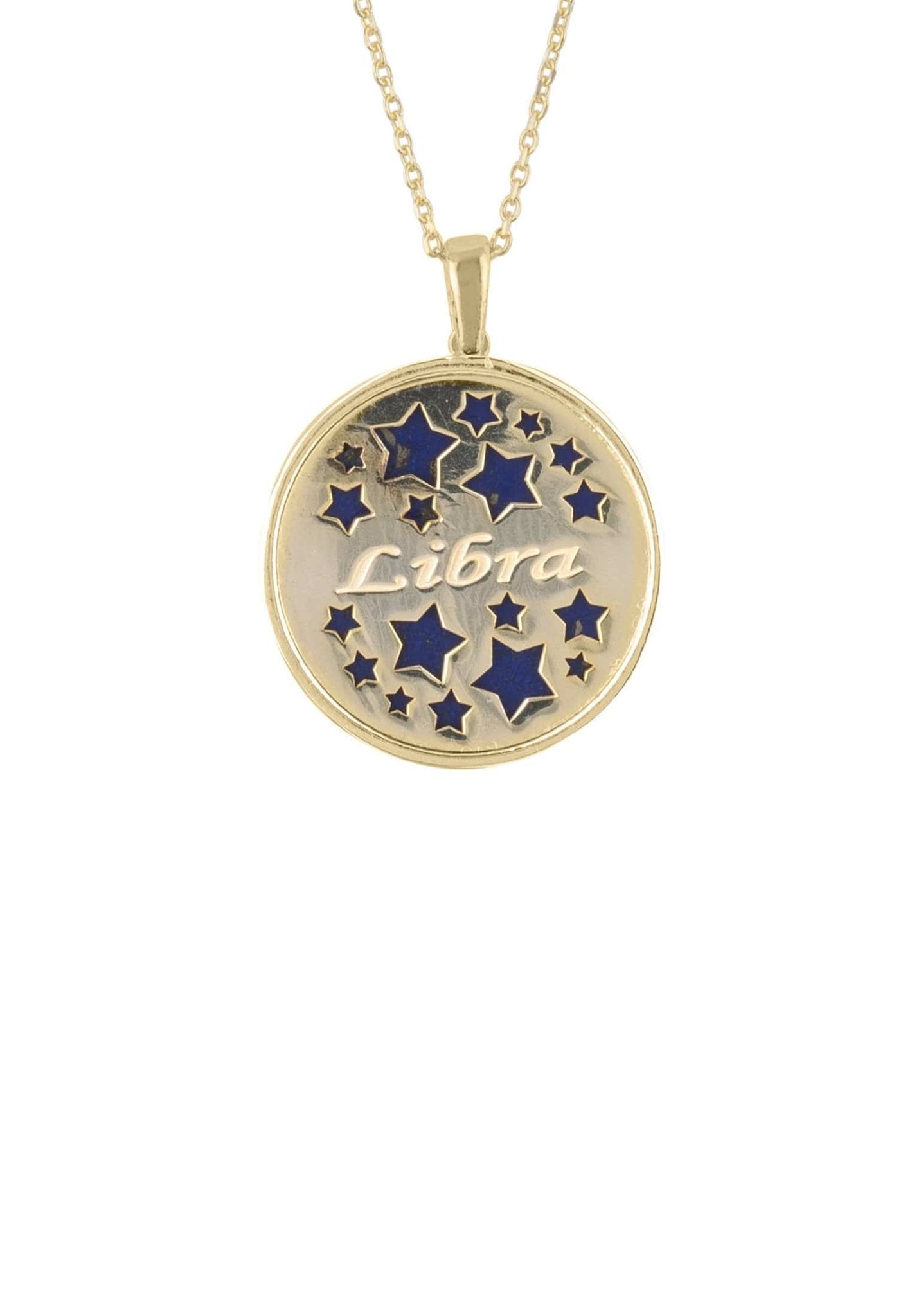Zodiac Lapis Lazuli Gemstone Star Constellation Pendant Necklace Gold Libra - LATELITA Necklaces