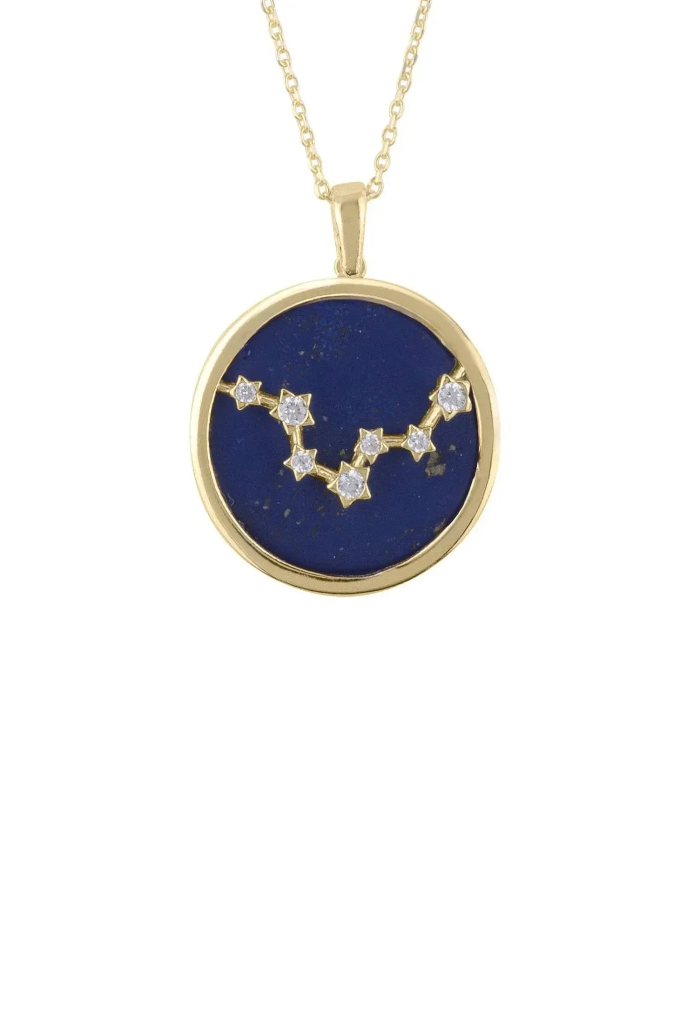 Zodiac Lapis Lazuli Gemstone Star Constellation Pendant Necklace Gold Pisces - LATELITA Necklaces