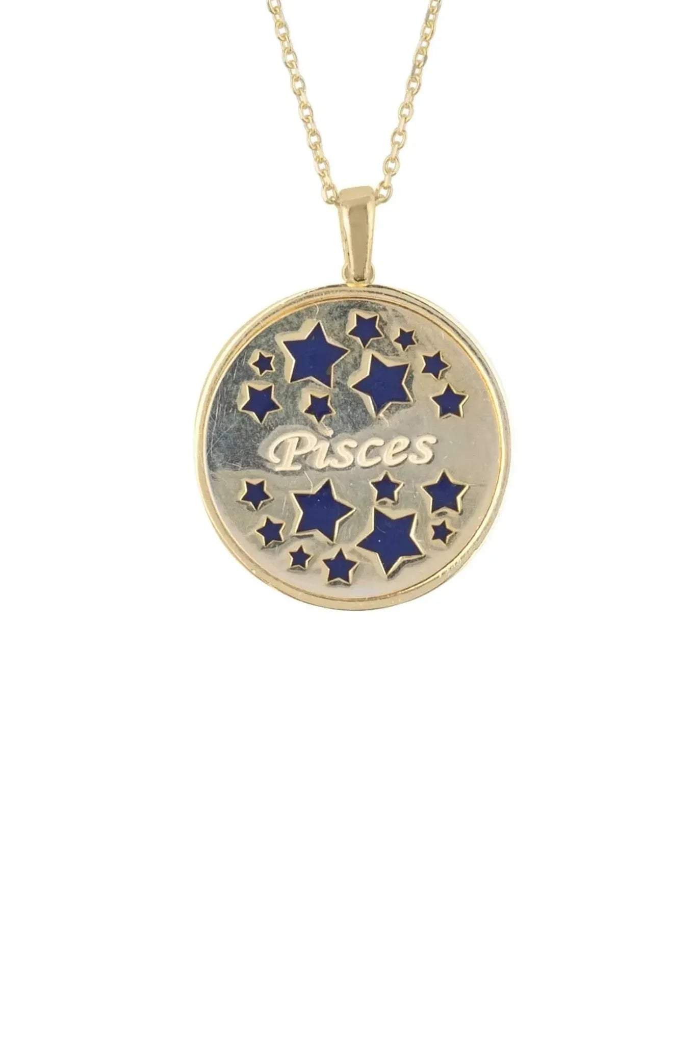 Zodiac Lapis Lazuli Gemstone Star Constellation Pendant Necklace Gold Pisces - LATELITA Necklaces
