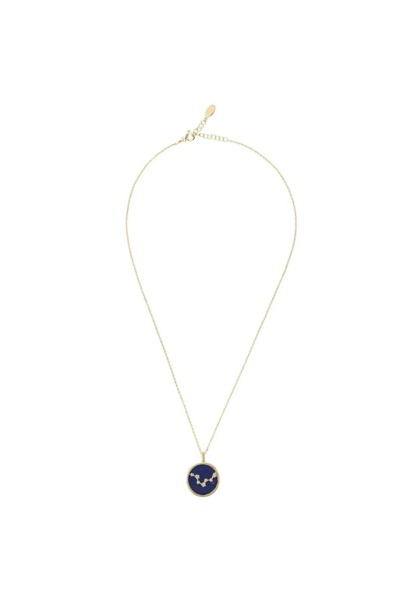 Zodiac Lapis Lazuli Gemstone Star Constellation Pendant Necklace Gold Pisces - LATELITA Necklaces