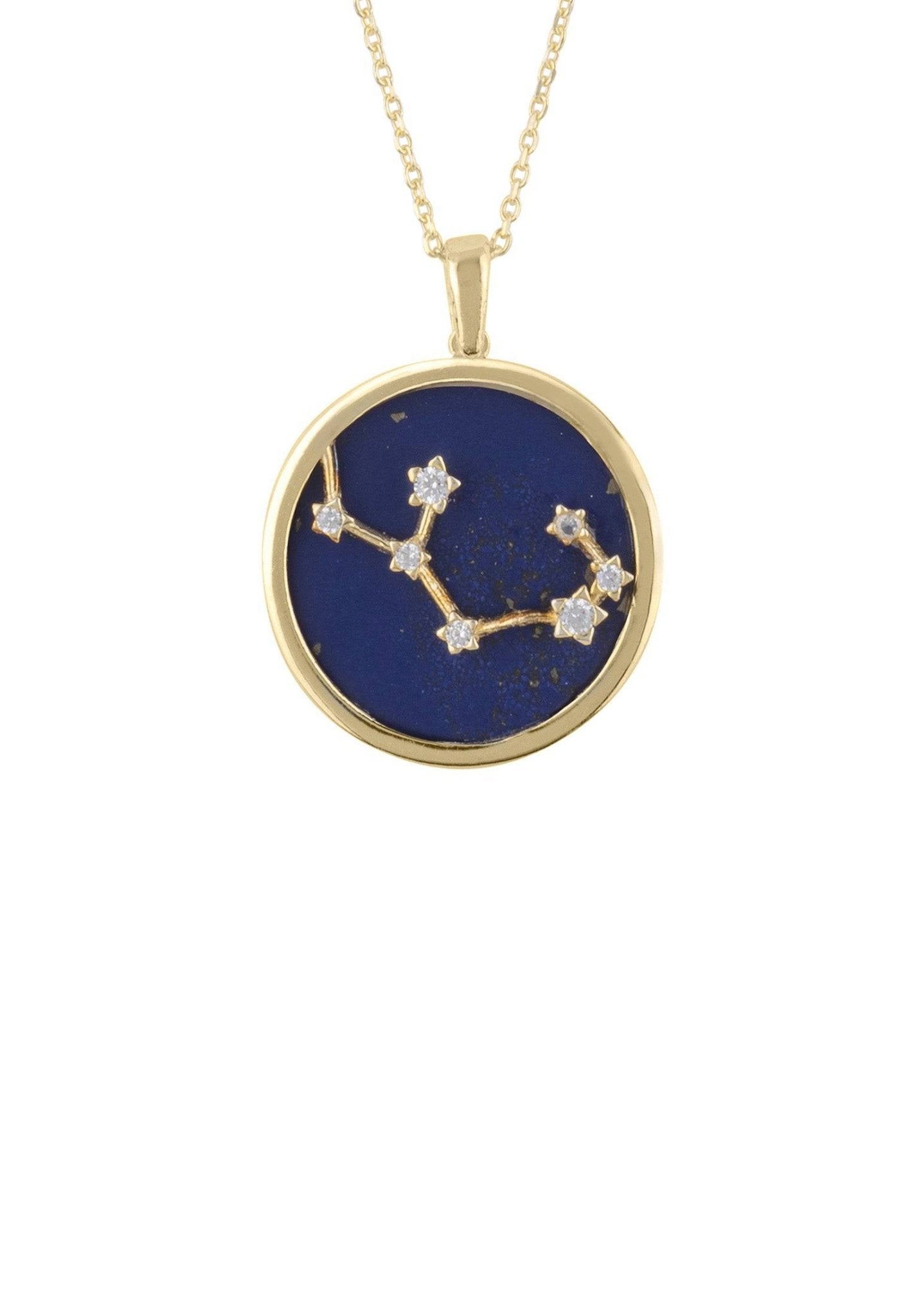 Zodiac Lapis Lazuli Gemstone Star Constellation Pendant Necklace Gold Sagittarius - LATELITA Necklaces