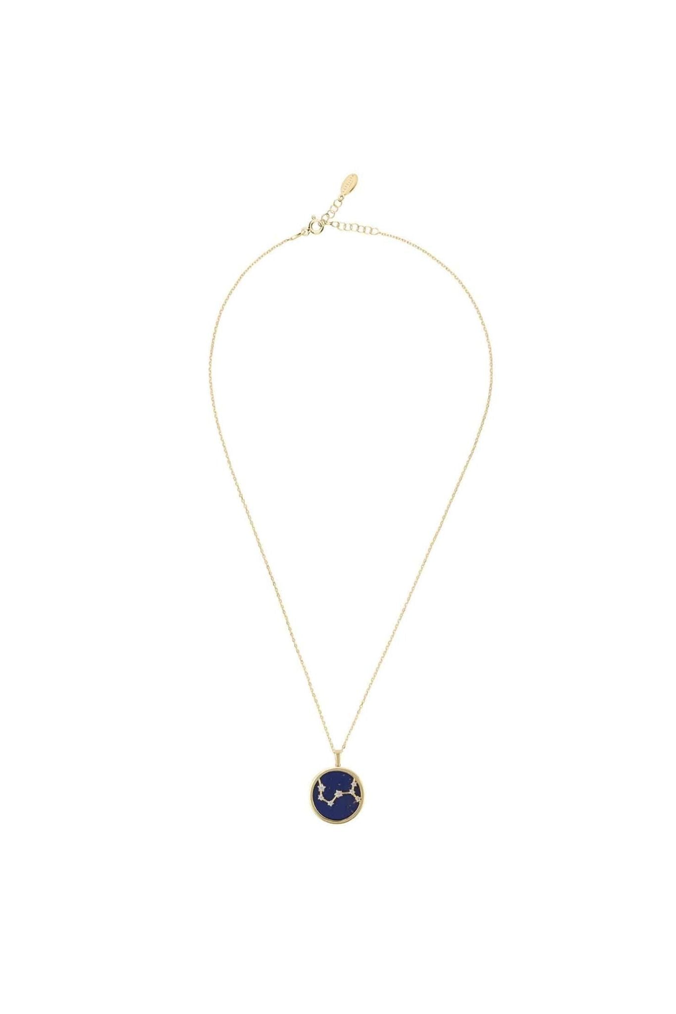 Zodiac Lapis Lazuli Gemstone Star Constellation Pendant Necklace Gold Scorpio - LATELITA Necklaces