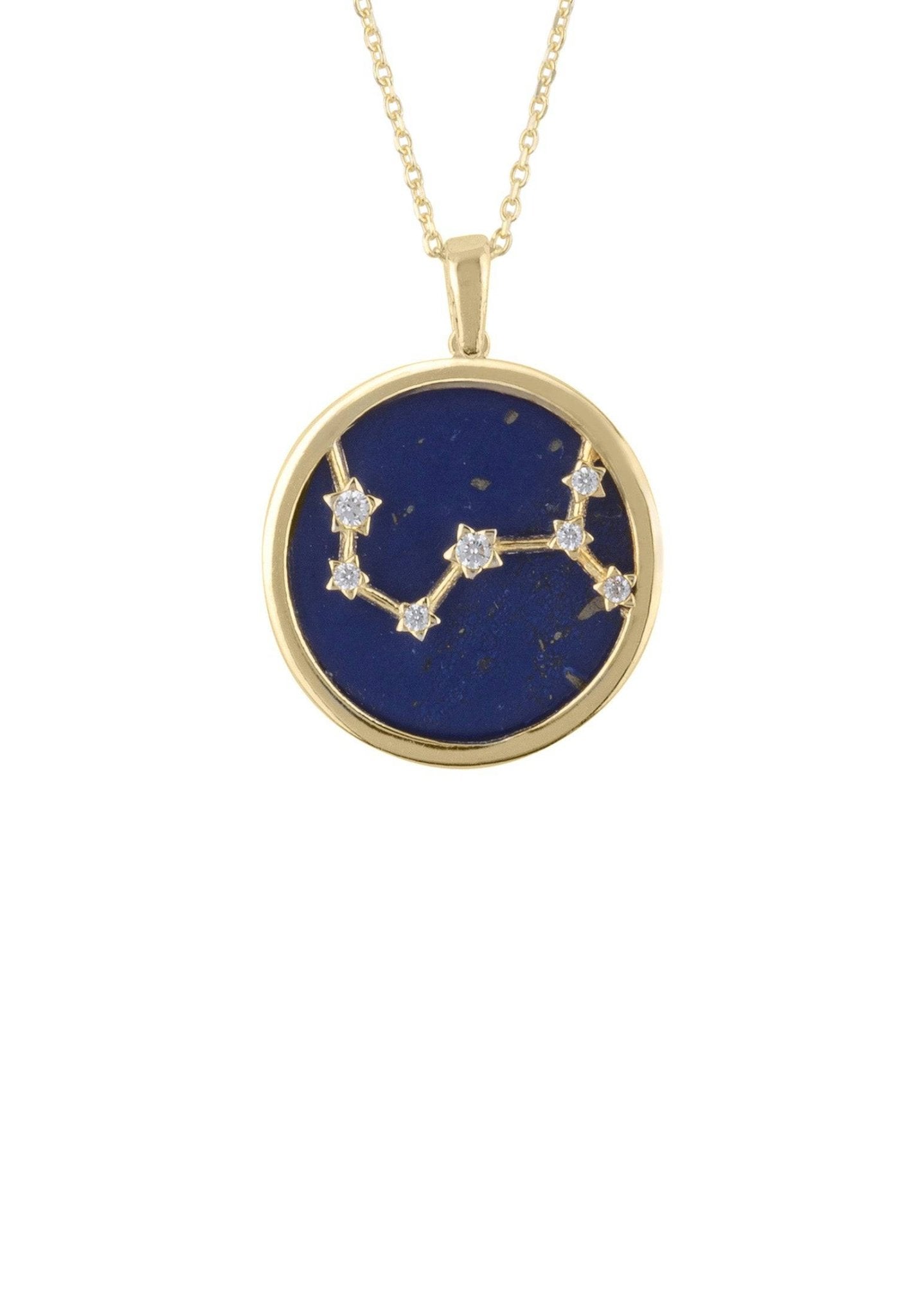 Zodiac Lapis Lazuli Gemstone Star Constellation Pendant Necklace Gold Scorpio - LATELITA Necklaces